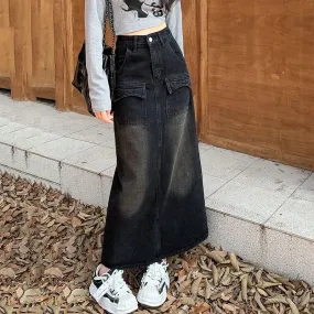 DressBetty - Vintage High Waist Streetwear A-Line Denim Skirt