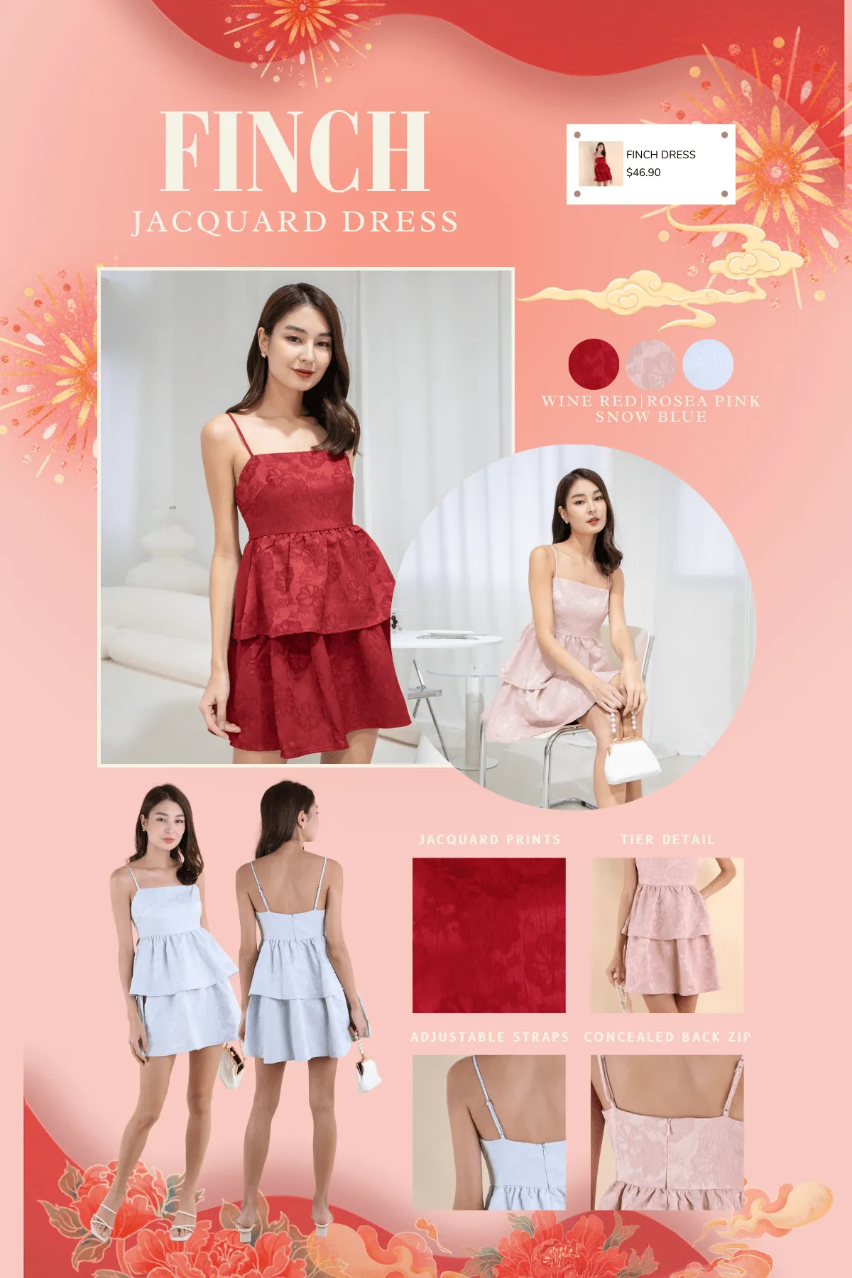 FINCH JACQUARD DRESS IN ROSEA PINK