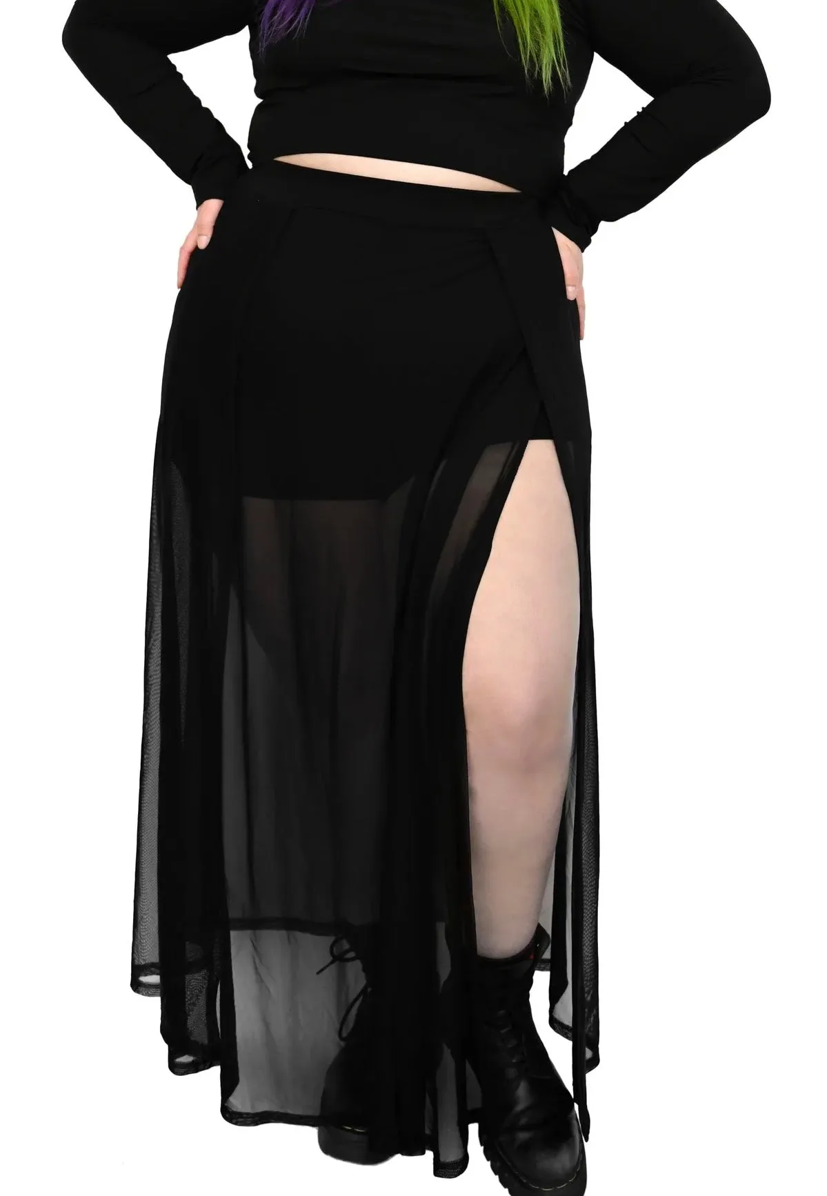 Foxblood - Mesh Darla Maxi With Built In Shorts Black - Skirt