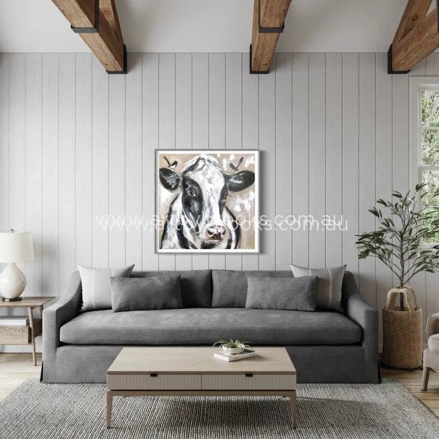 Friesian and Willy wagtails -art print