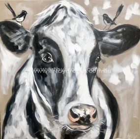 Friesian and Willy wagtails -art print