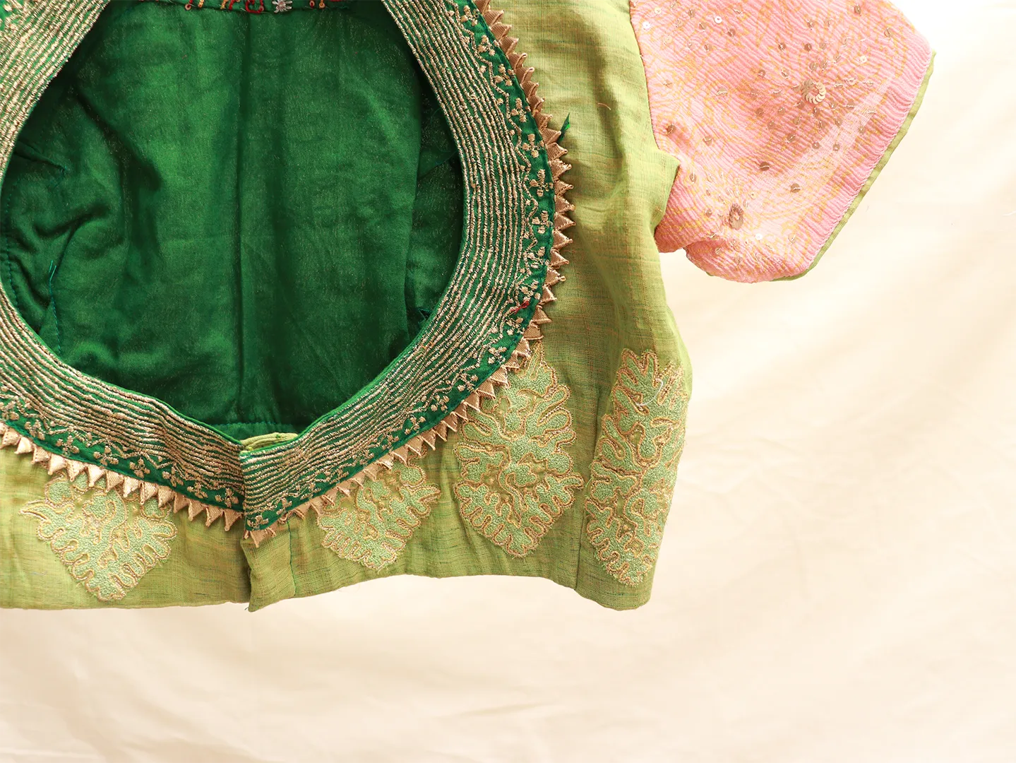 Green, cotton, Hand embroidery blouse