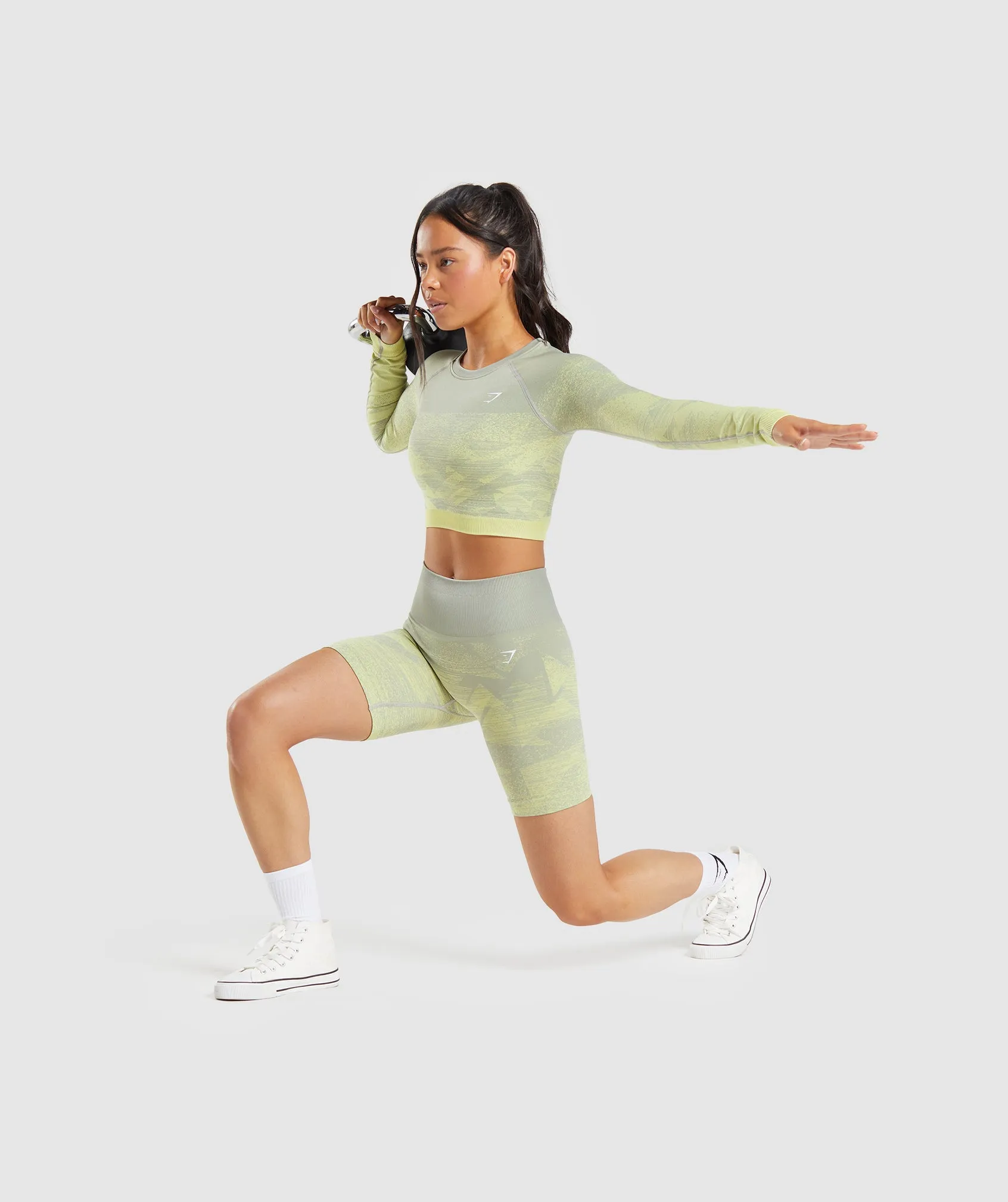 Gymshark Adapt Ombre Seamless Shorts - Triangle | Taupe Grey Print