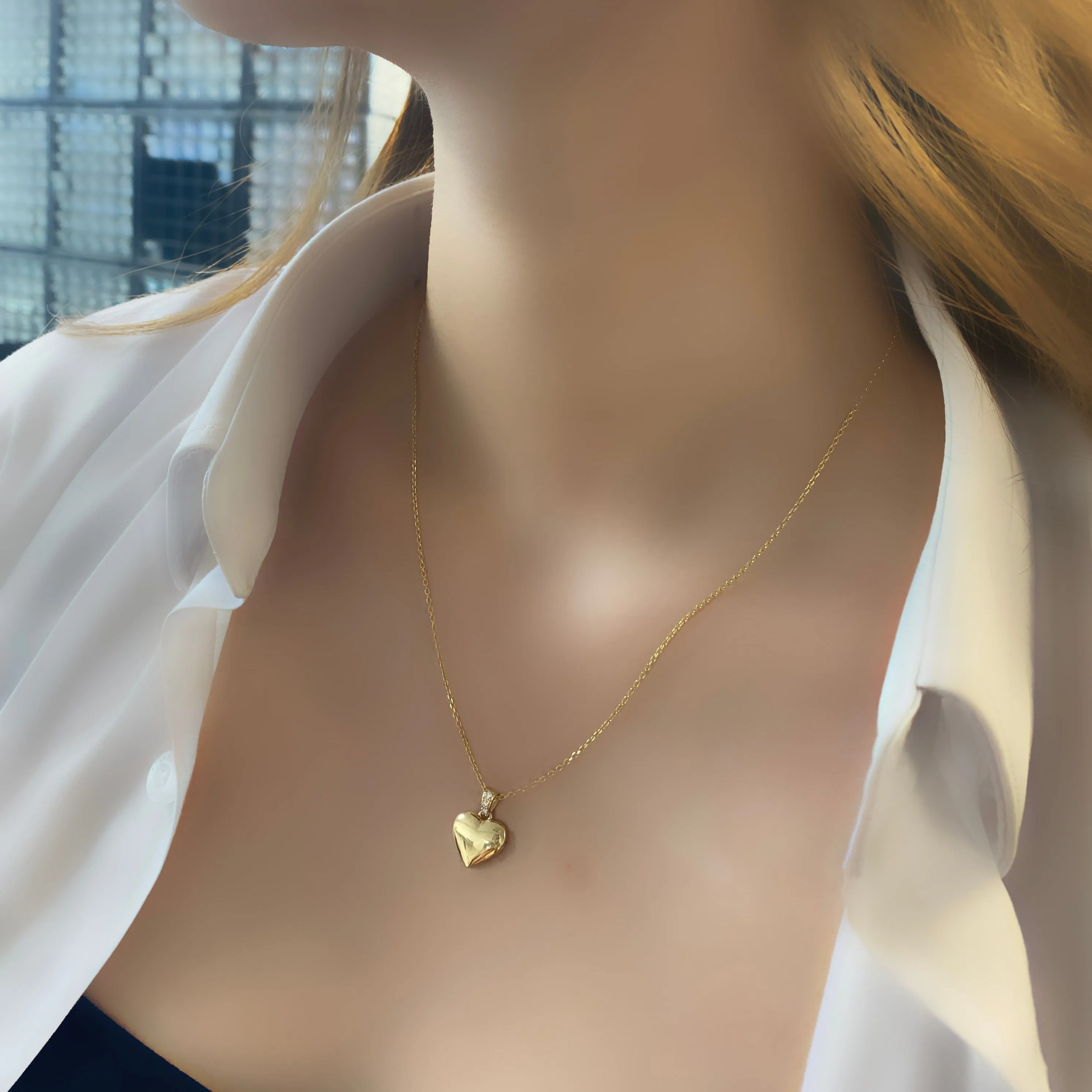 Heart Cremation Pendant 14k Gold with Diamonds
