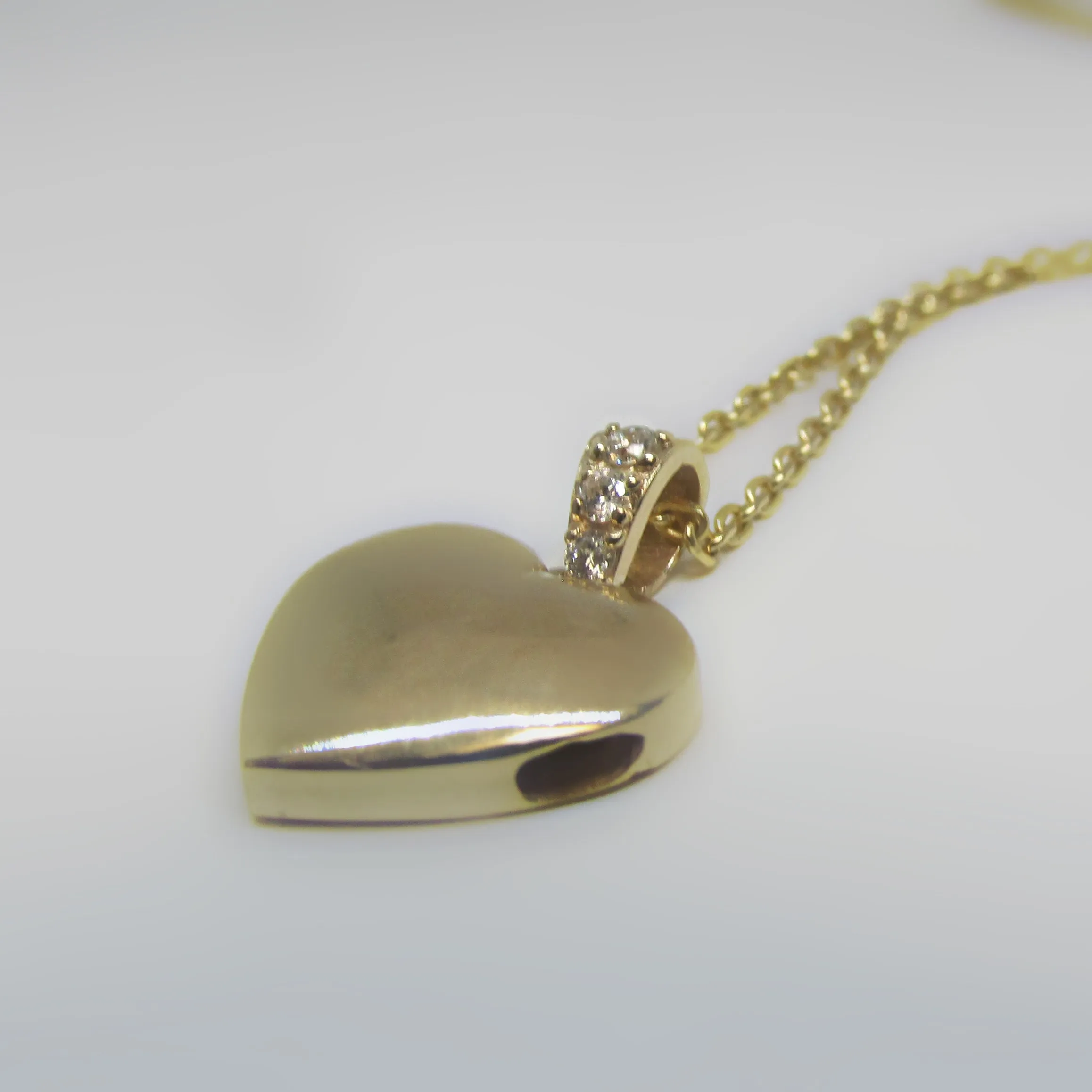 Heart Cremation Pendant 14k Gold with Diamonds