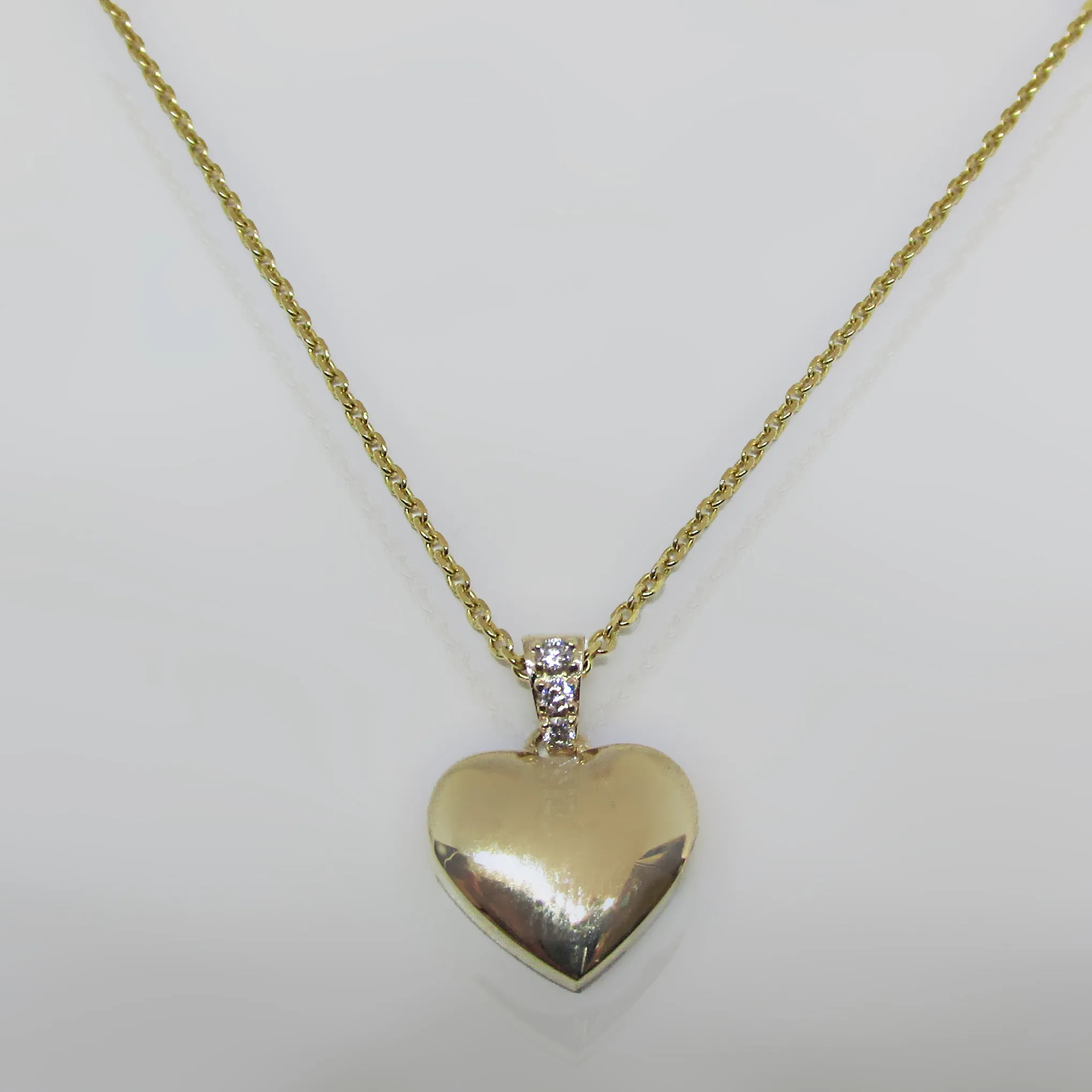 Heart Cremation Pendant 14k Gold with Diamonds