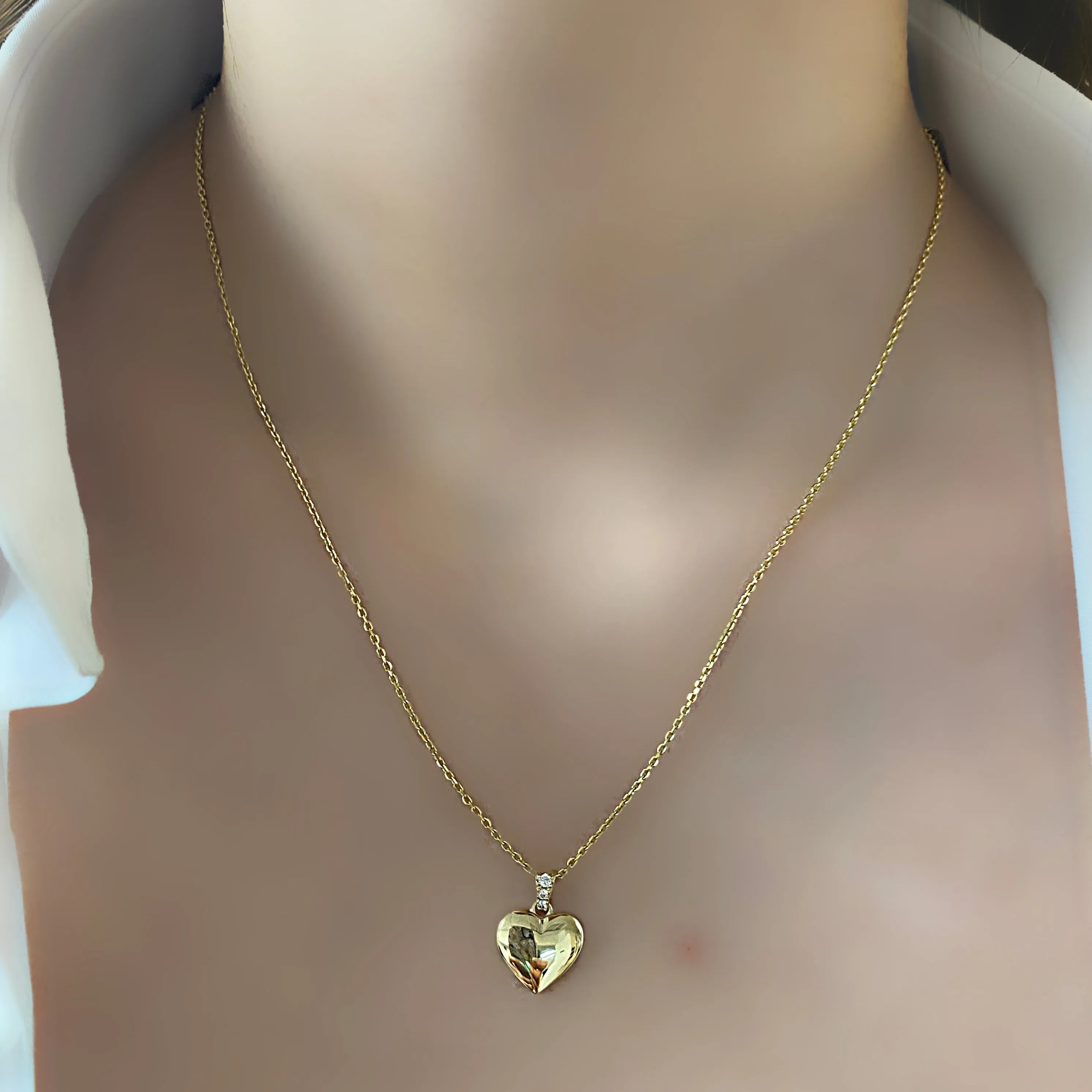 Heart Cremation Pendant 14k Gold with Diamonds