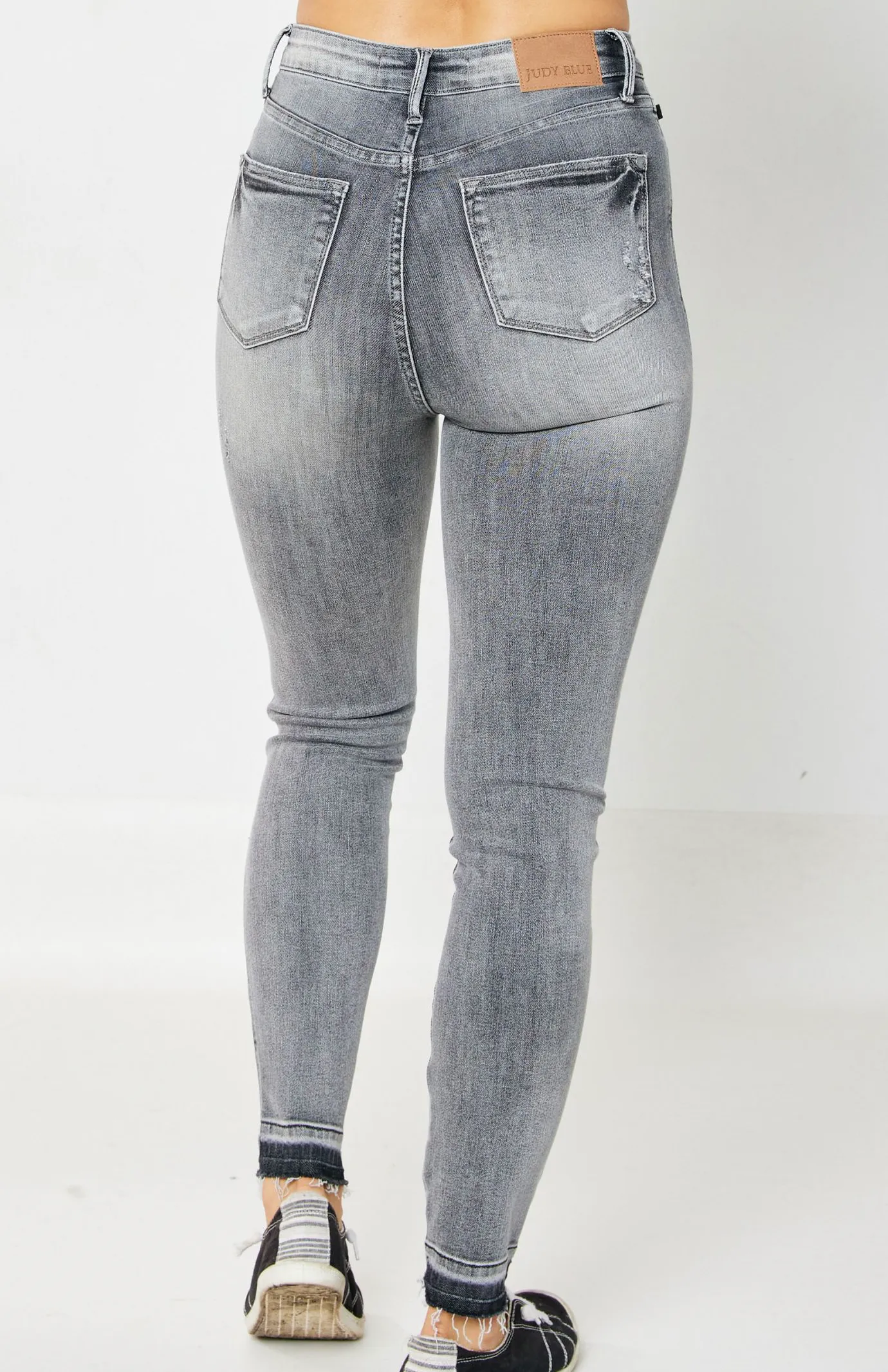 Judy Blue - Grey High Waist Tummy Control Release Hem Skinny
