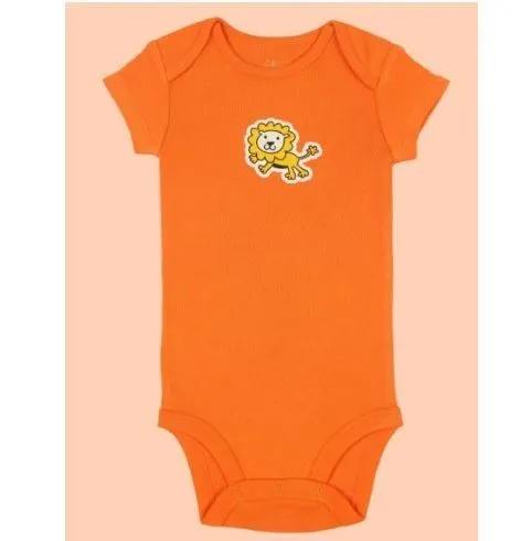 Kaarpas 100% Premium Organic Cotton 2 Piece Lion & Paws Print Bodysuit Onesie & Pant Set Orange With Grey & Yellow (KAON1012) (Certified ORGANIC) - 1 Pc (18 To 24 Months)