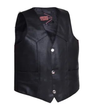 Kids Leather Vest - Plain Side