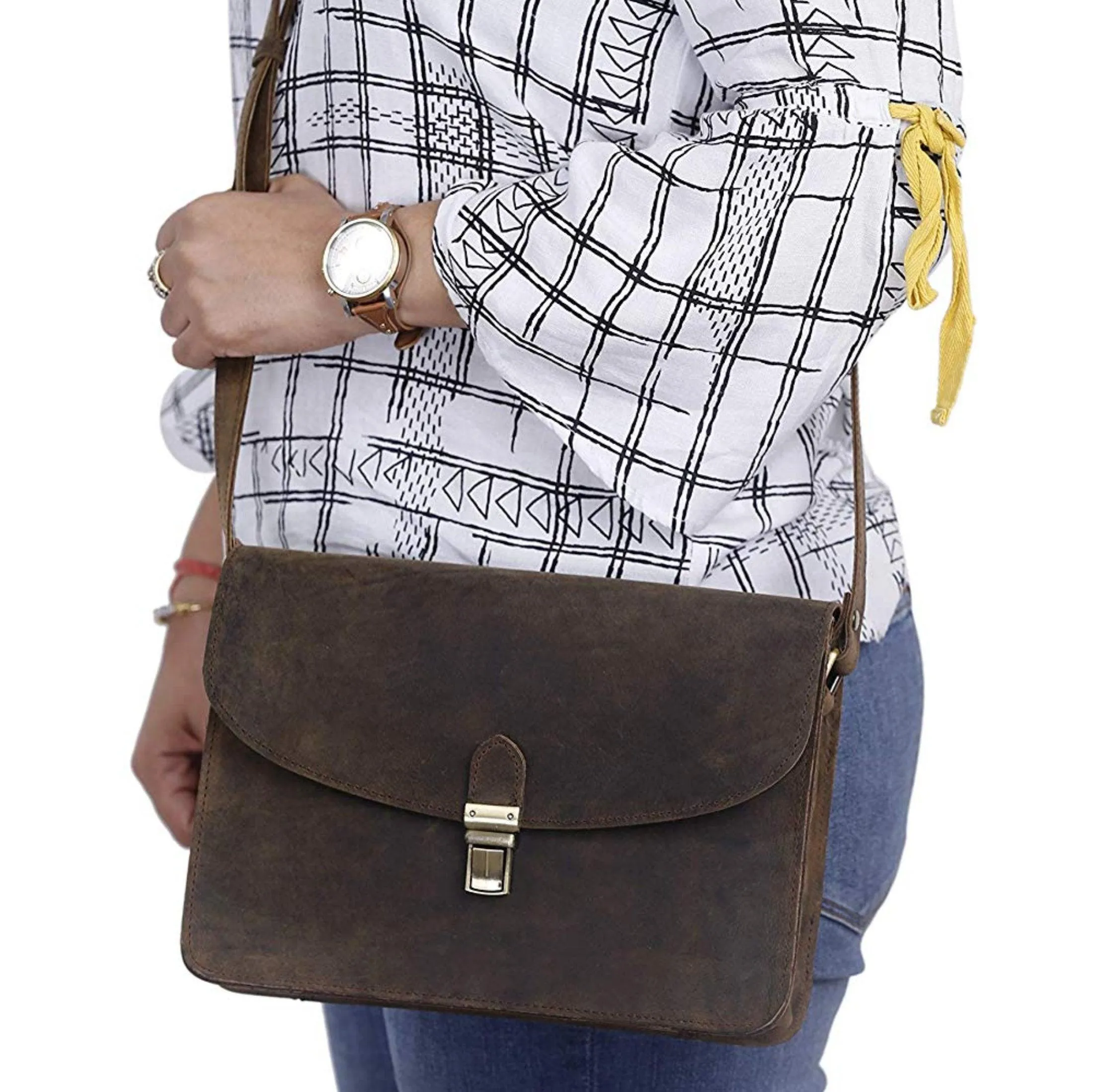 Leather 10" Women's Leather Purse Satchel Handbag Tote Bag