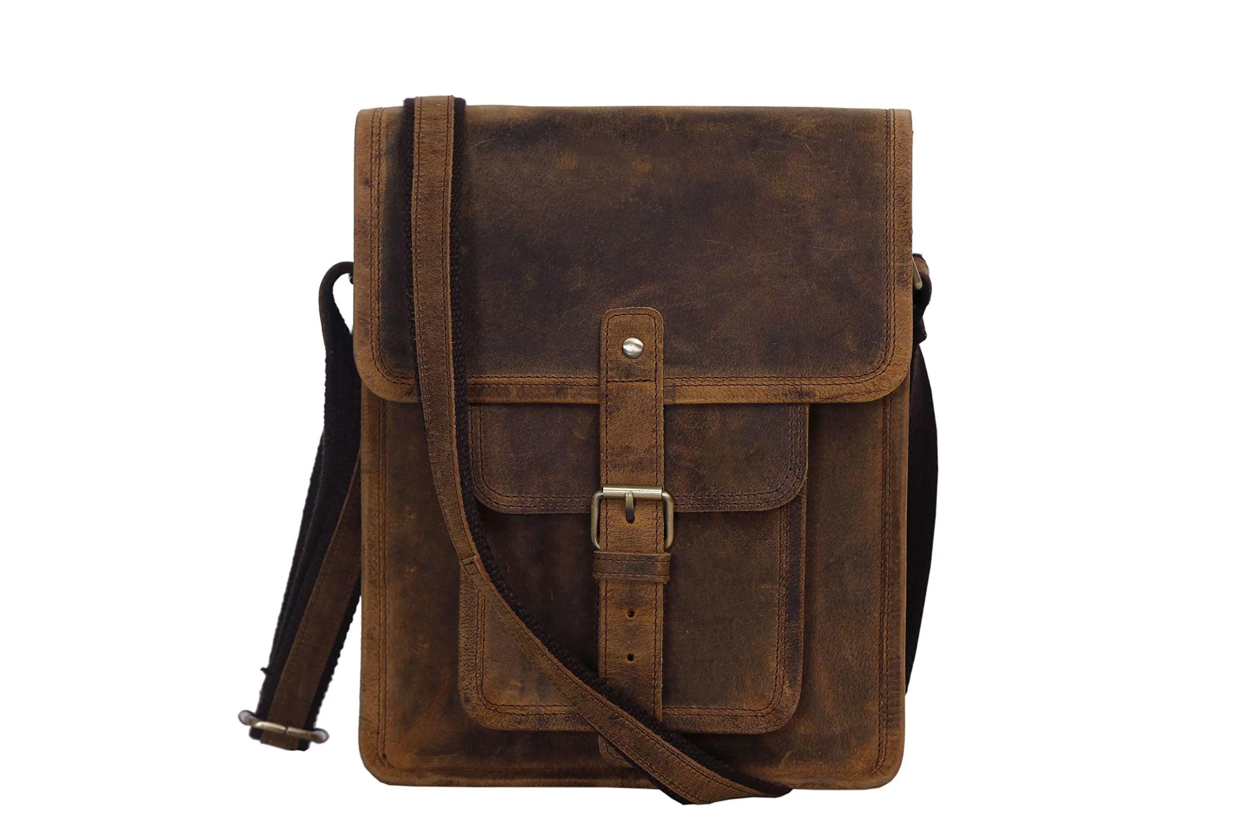 Leather 11 Inch Sturdy Leather satchel iPad Messenger Bag for men and women