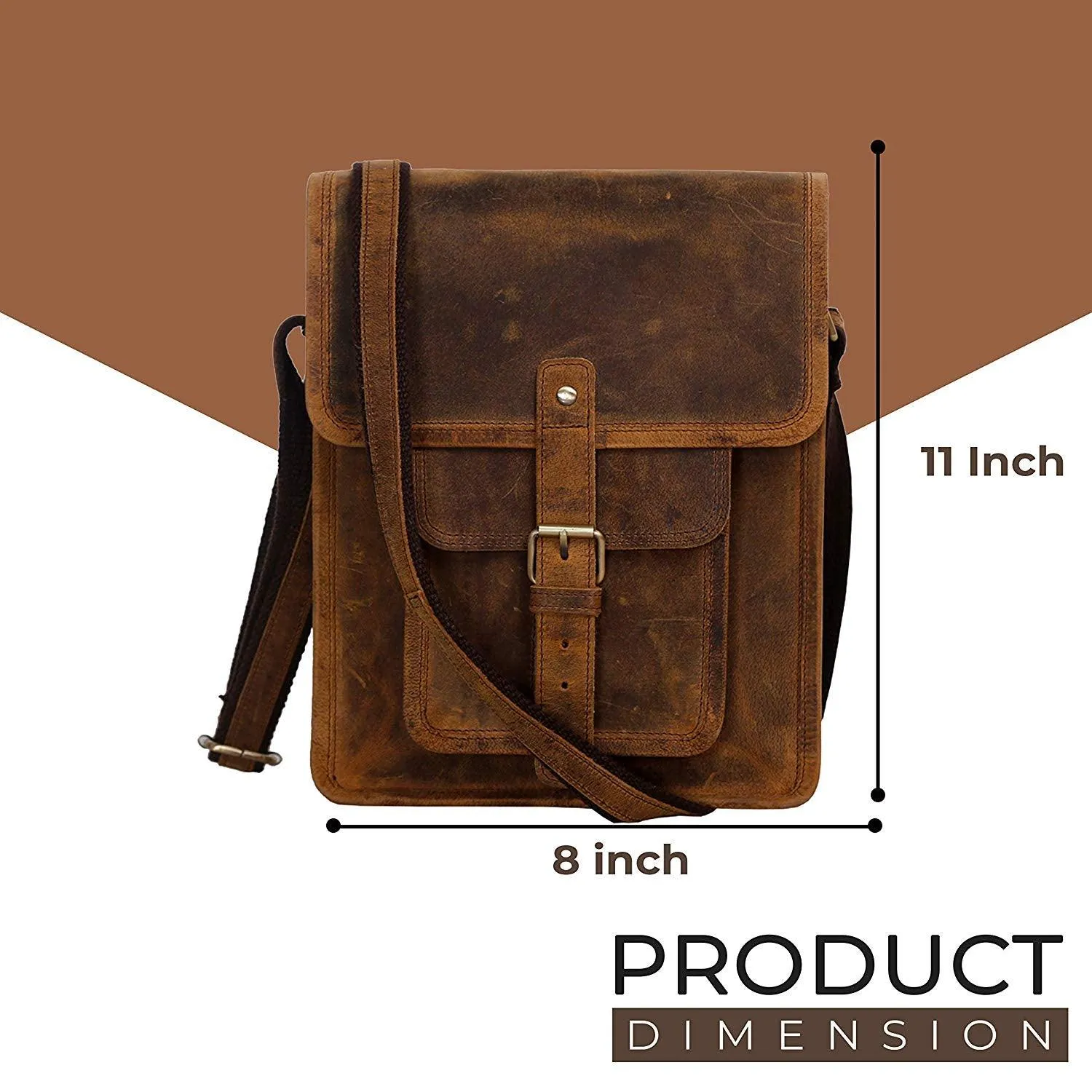 Leather 11 Inch Sturdy Leather satchel iPad Messenger Bag for men and women