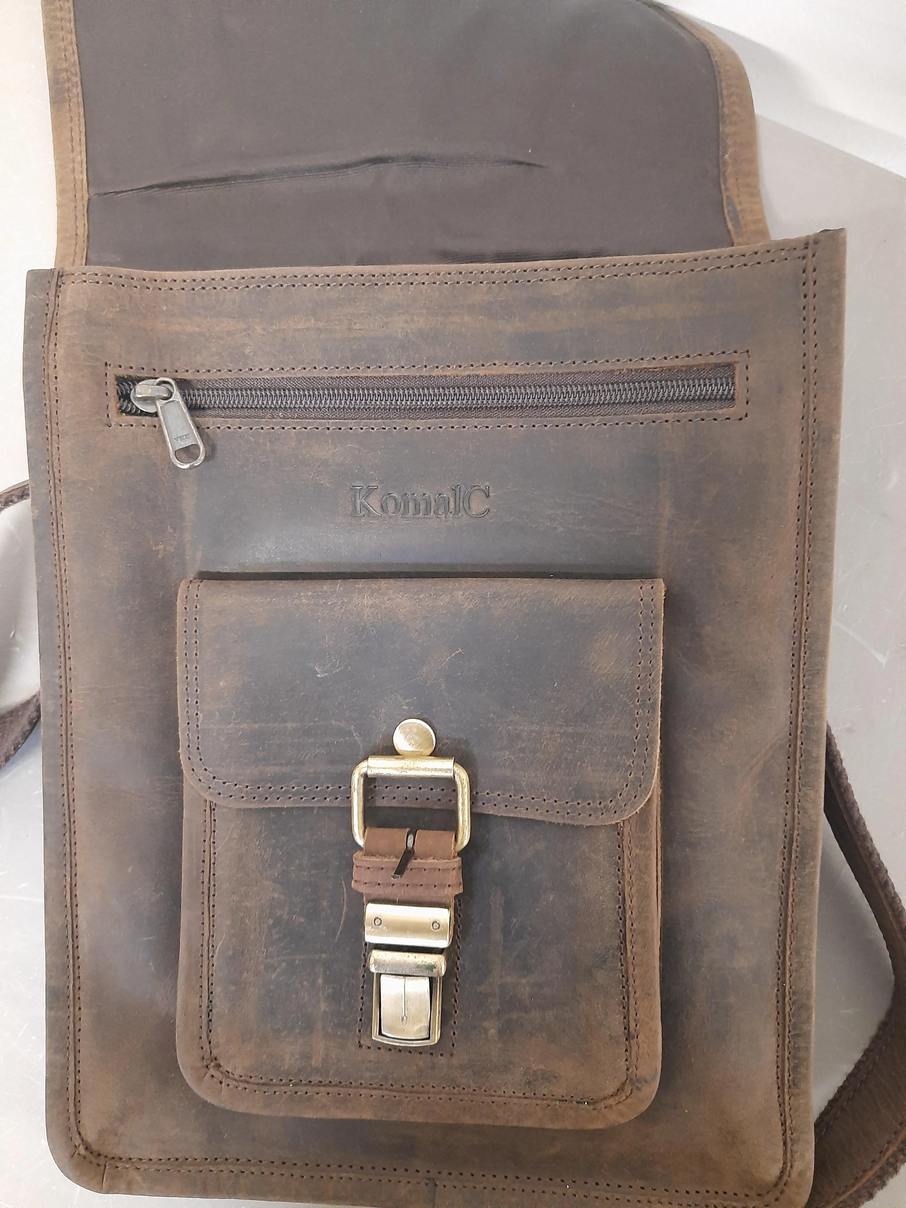 Leather 11 Inch Sturdy Leather satchel iPad Messenger Bag for men and women