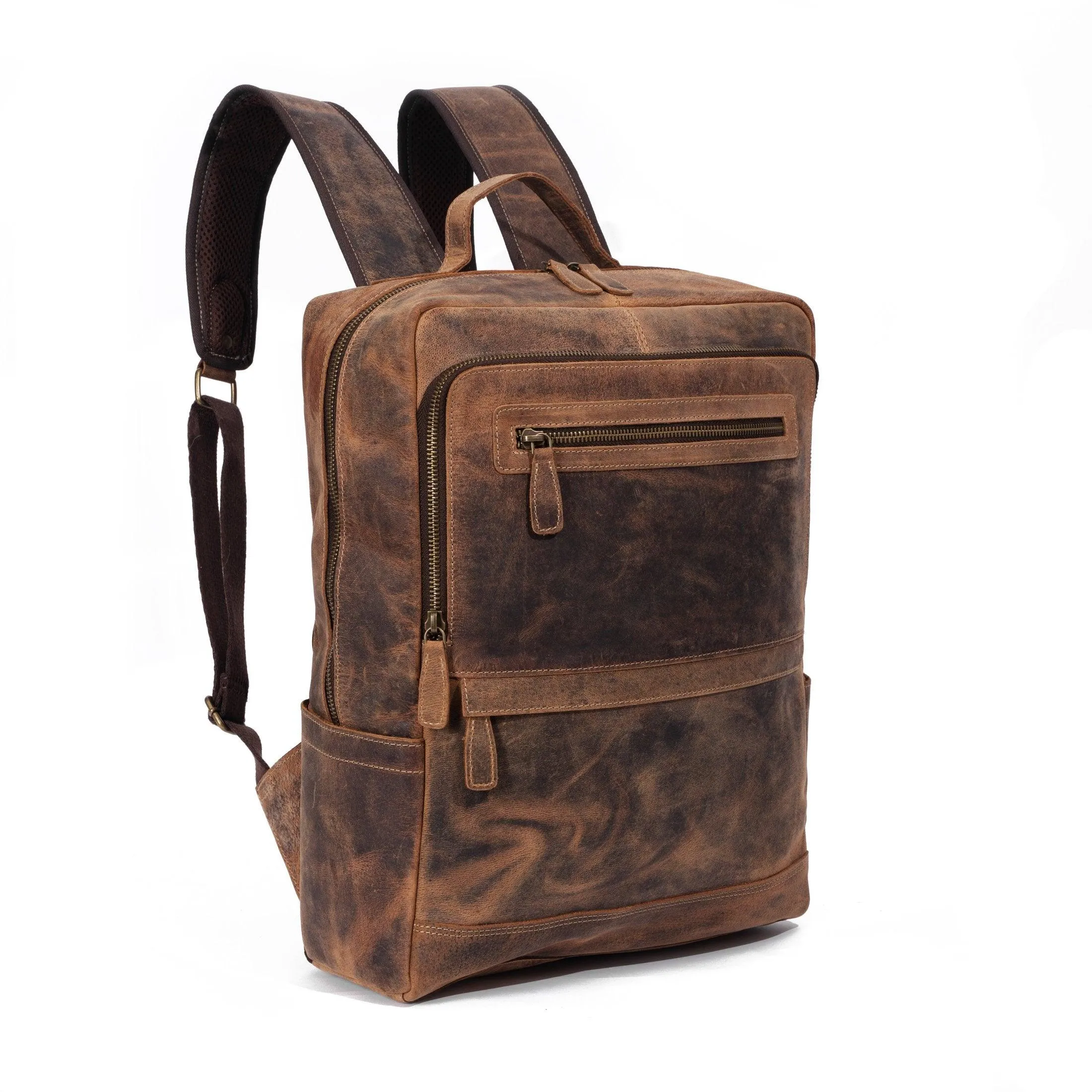 Leather backpack rucksack laptop bag for women and men travel school college hiking travel essential shoulder camping Premium buffalo leather bag