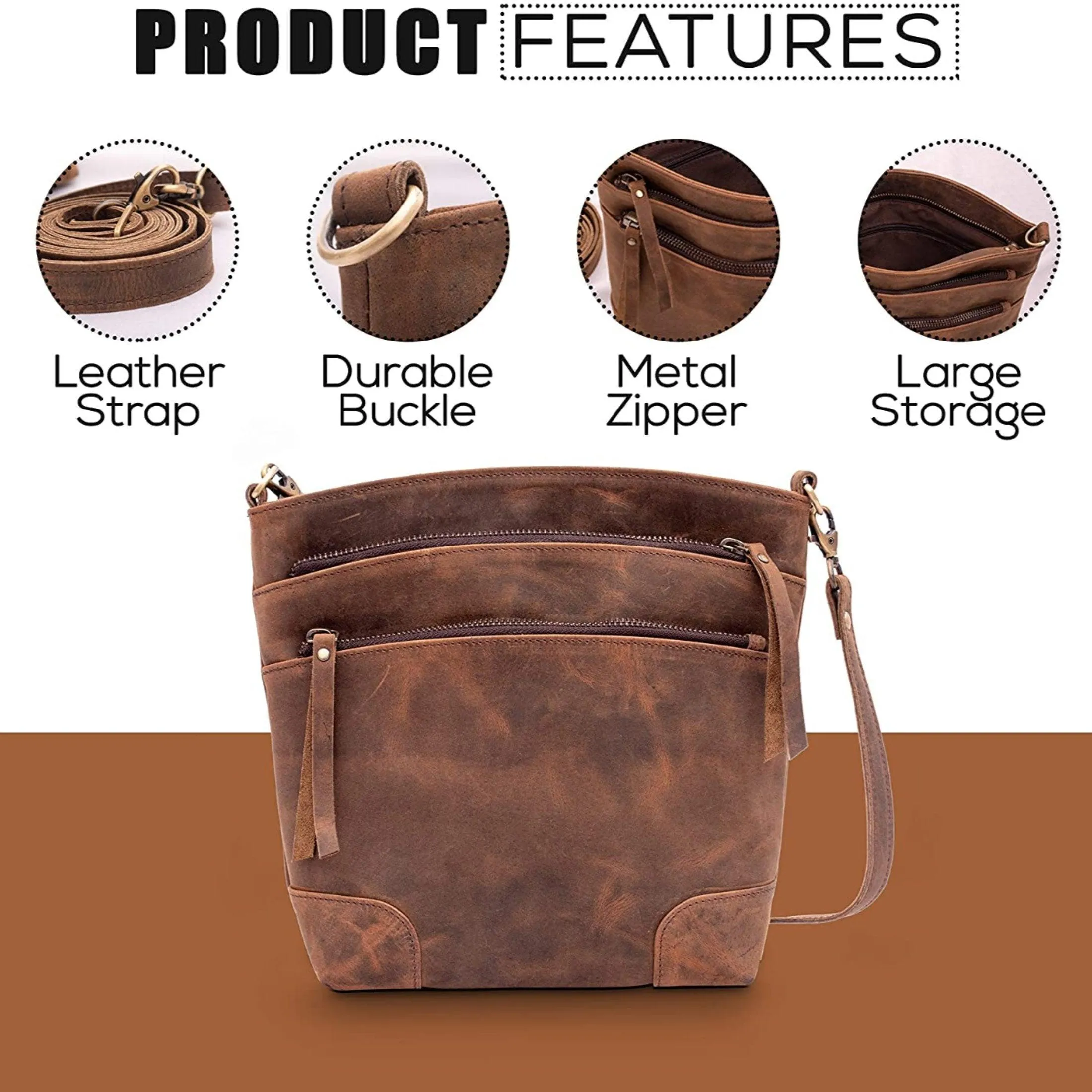 Leather Crossbody Bag for women purse tote ladies bags satchel travel tote shoulder bag