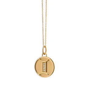 Mini  "Gemini" 18K Gold Charm with Diamonds
