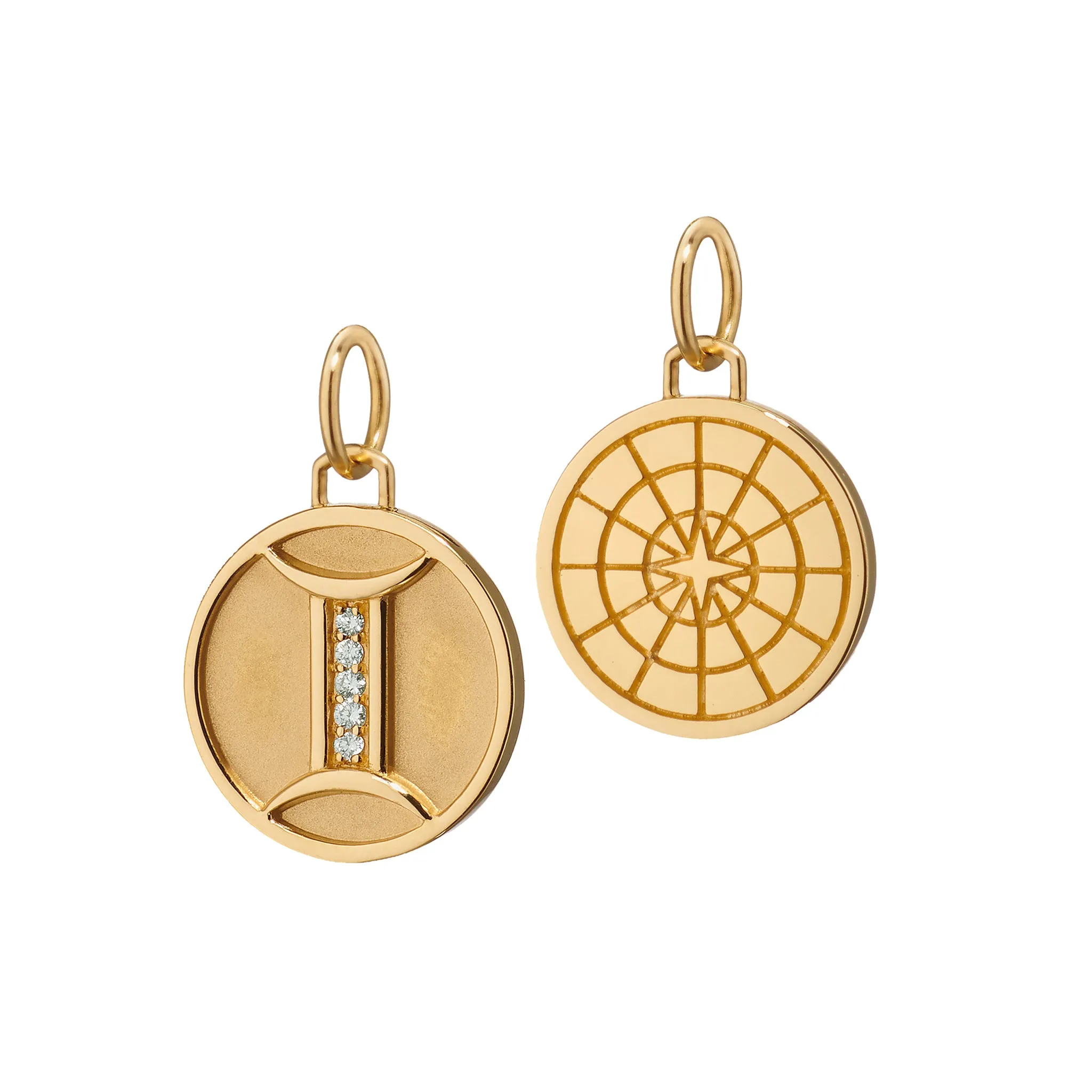 Mini  "Gemini" 18K Gold Charm with Diamonds