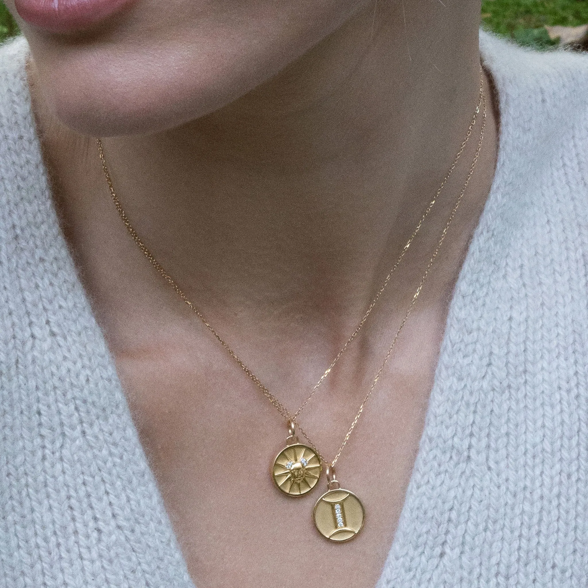 Mini  "Gemini" 18K Gold Charm with Diamonds