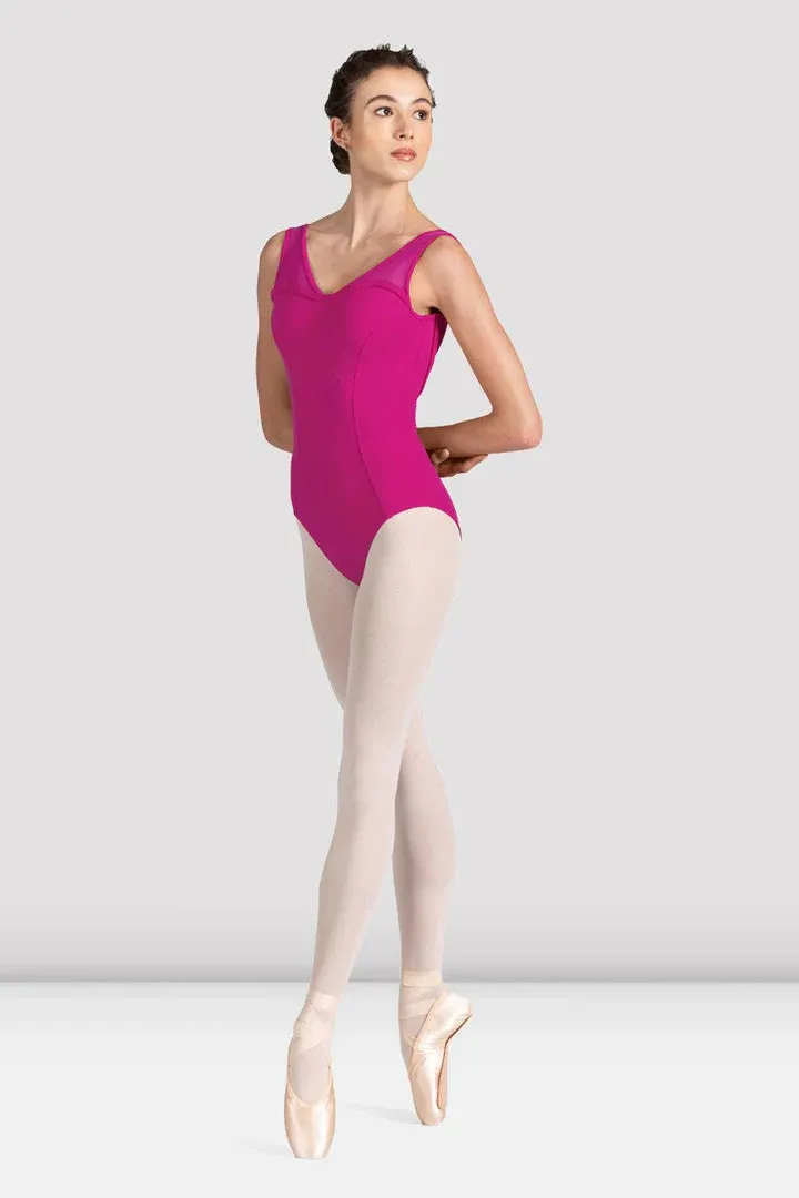 MIRELLA V NECK BRAIDED SCOOP BK TANK LEOTARD