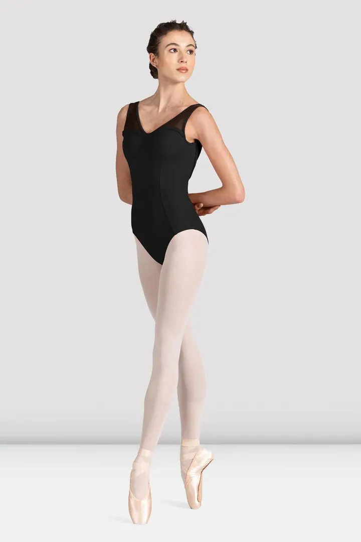MIRELLA V NECK BRAIDED SCOOP BK TANK LEOTARD