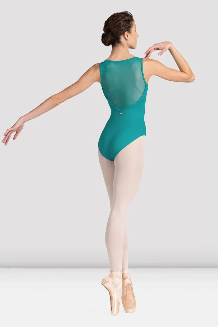 MIRELLA V NECK BRAIDED SCOOP BK TANK LEOTARD