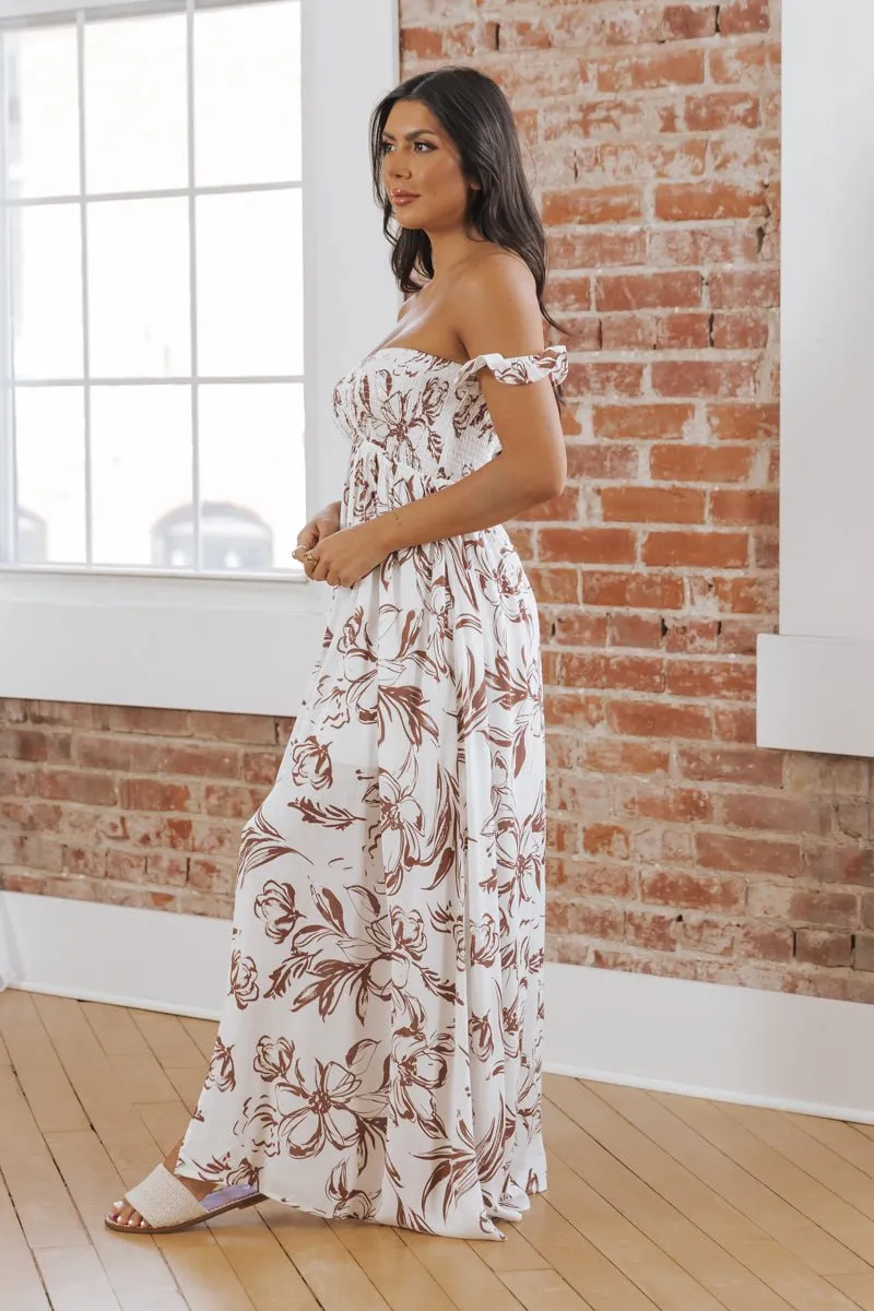 MUSE White Floral Off The Shoulder Maxi Dress - FINAL SALE