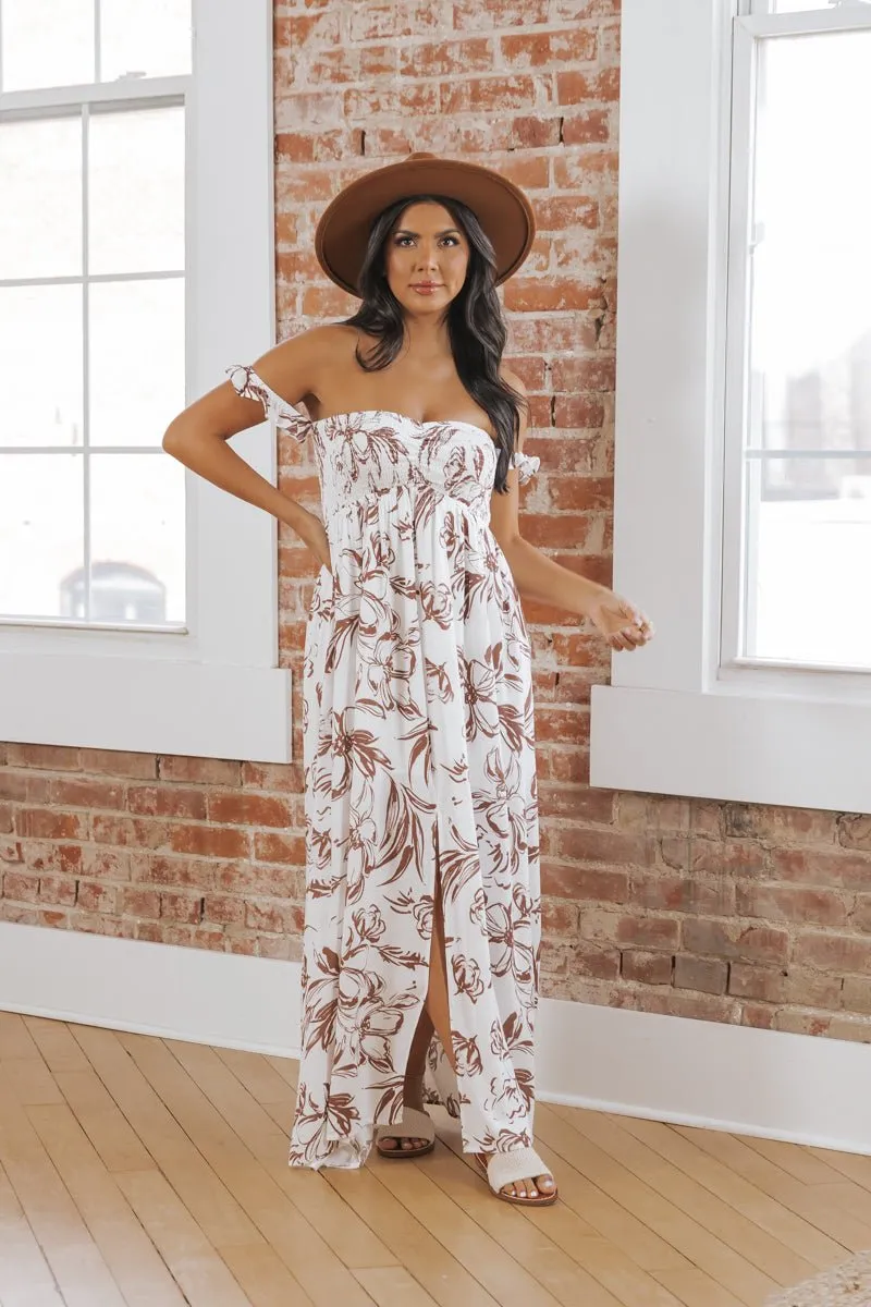 MUSE White Floral Off The Shoulder Maxi Dress - FINAL SALE