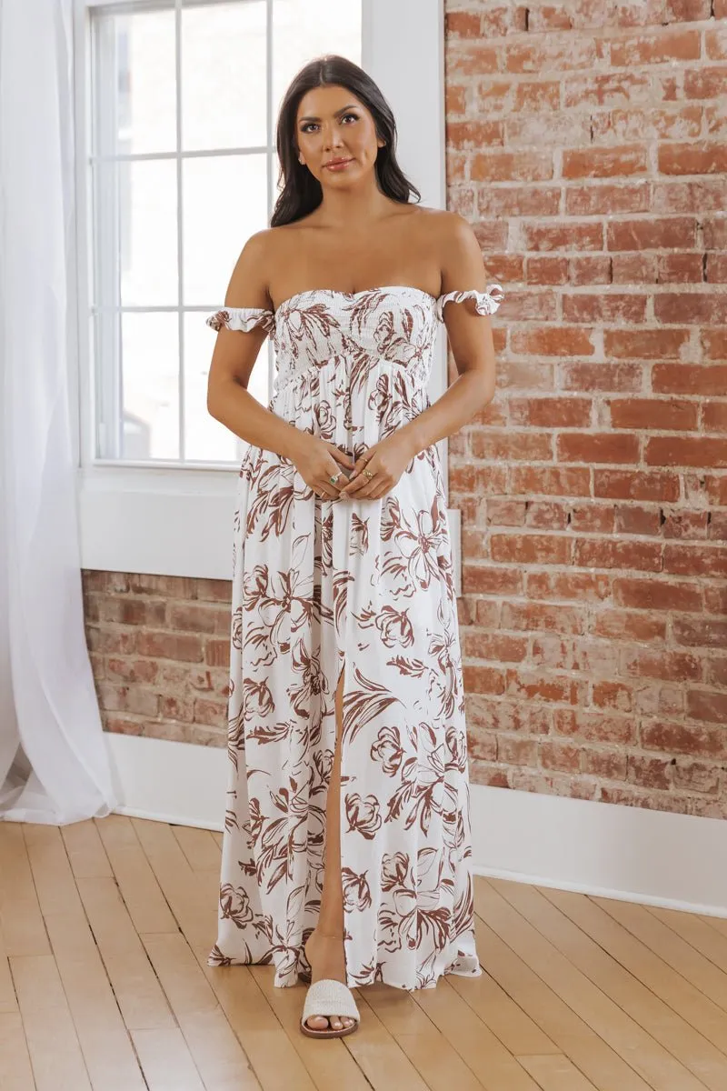 MUSE White Floral Off The Shoulder Maxi Dress - FINAL SALE