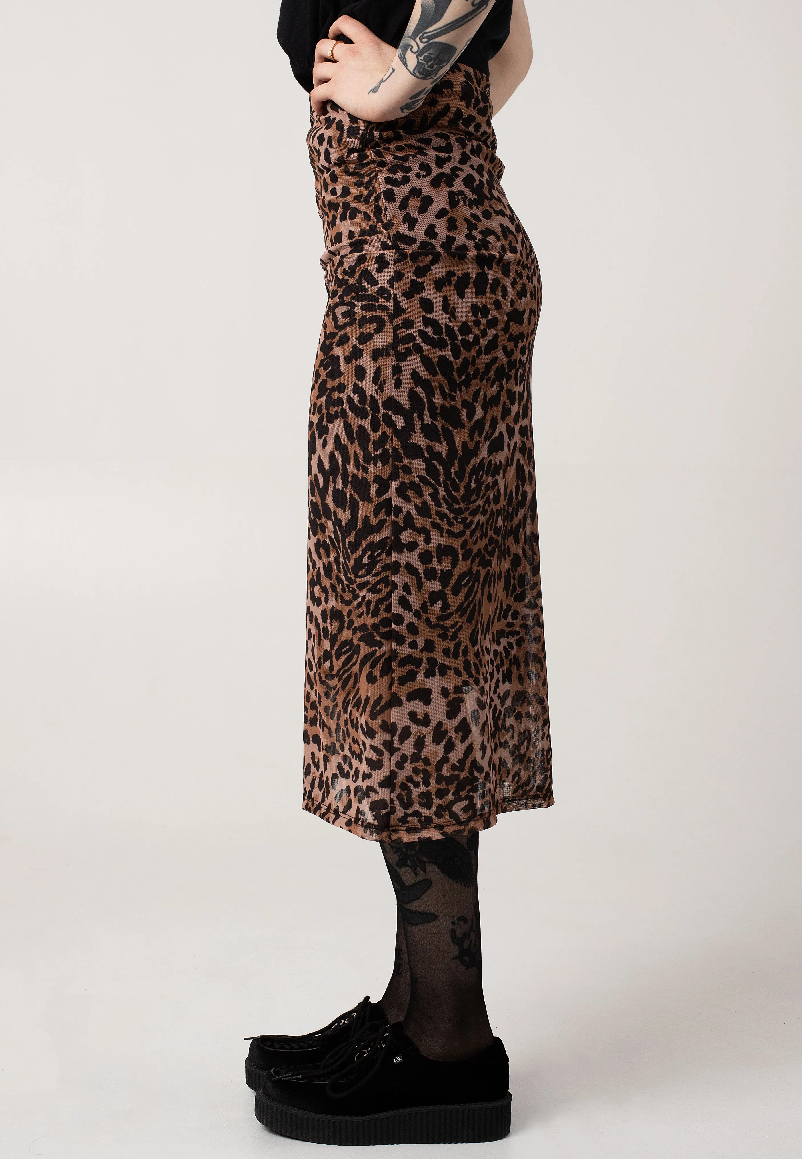 Noisy May - Elif Overlock Ankle Black Leo - Skirt
