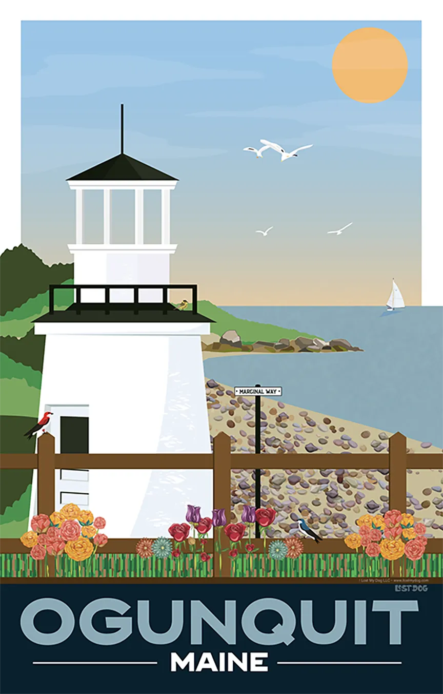 Ogunquit Marginal Way Lighthouse Illustration