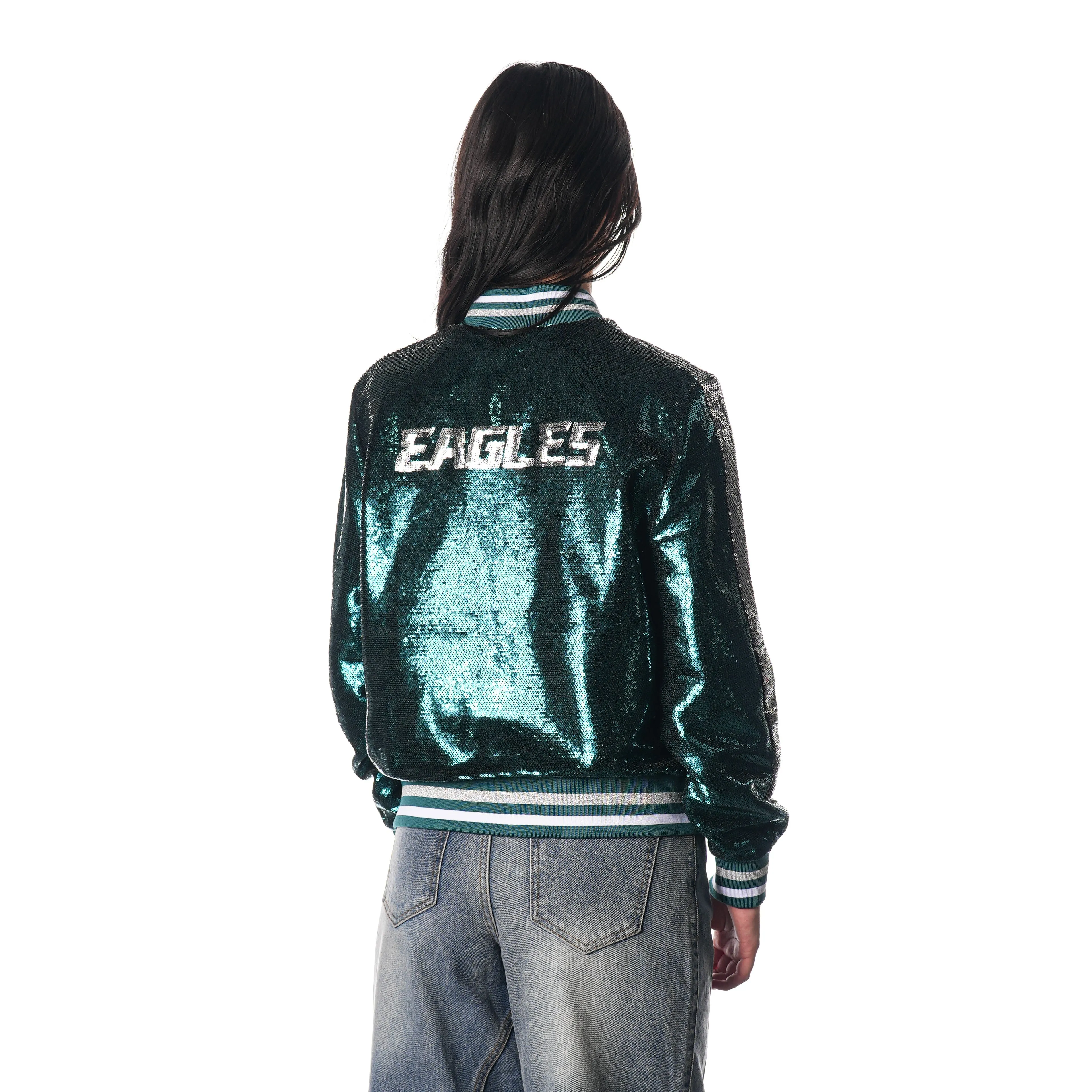 PHILADELPHIA EAGLES SEQUIN BOMBER - GREEN