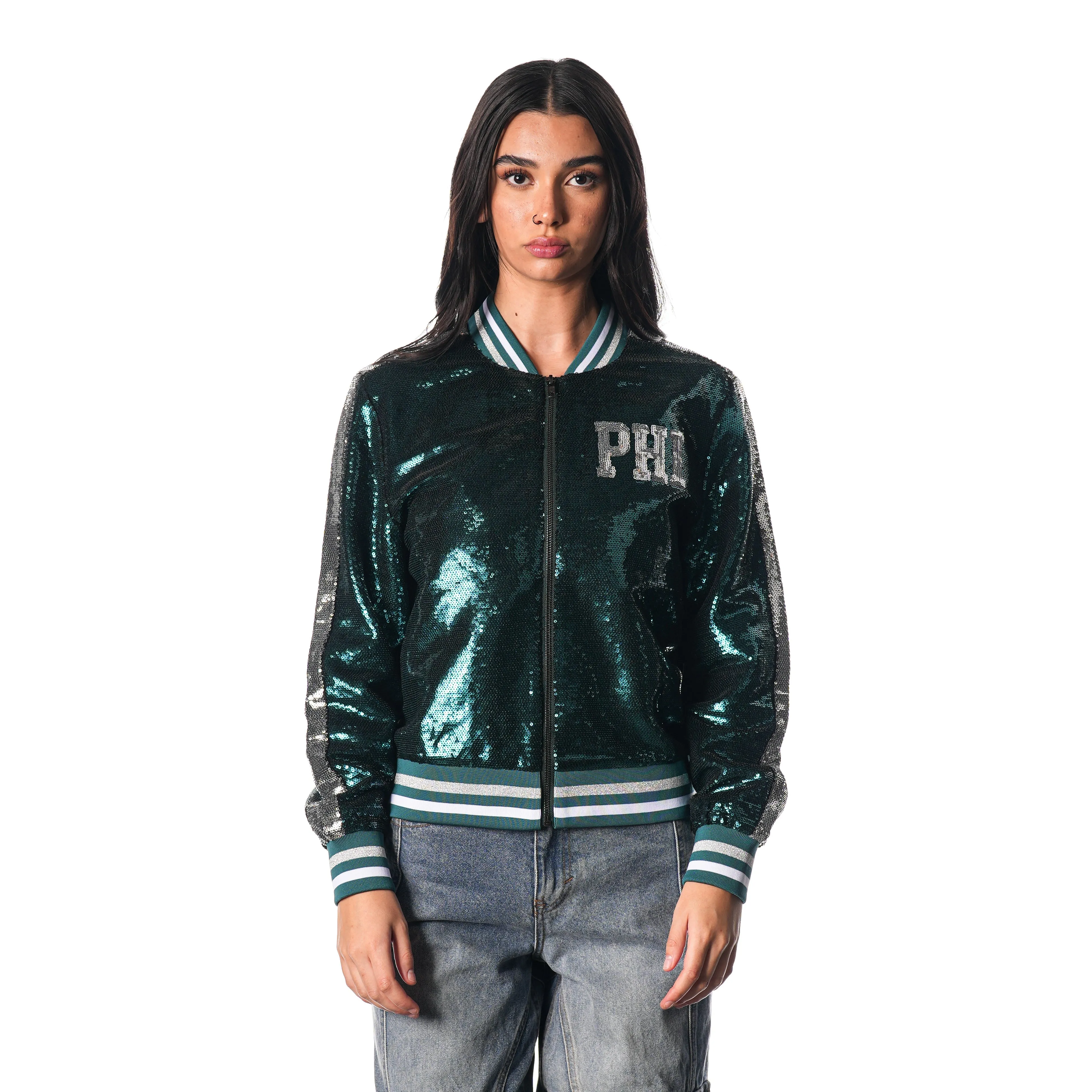 PHILADELPHIA EAGLES SEQUIN BOMBER - GREEN