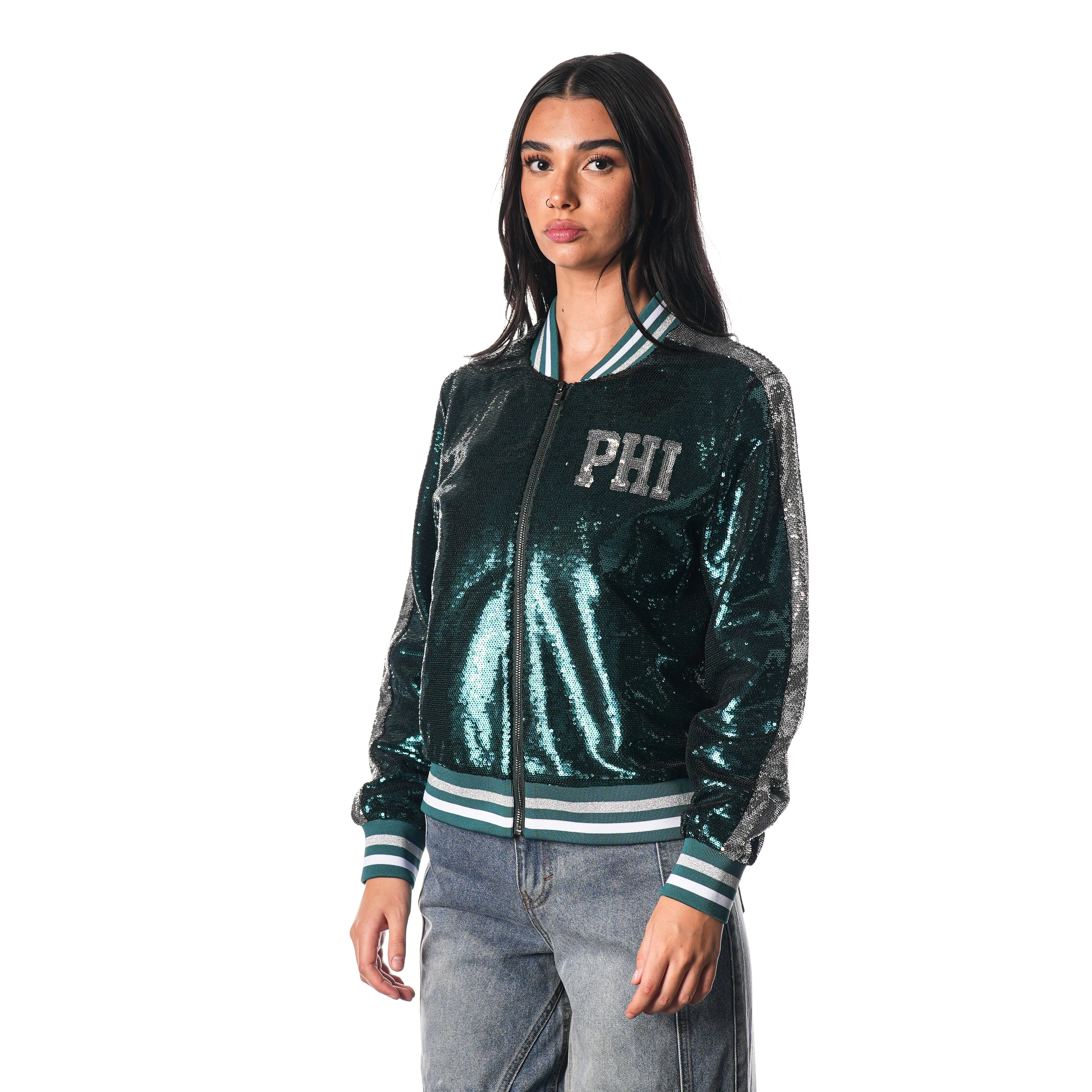 PHILADELPHIA EAGLES SEQUIN BOMBER - GREEN
