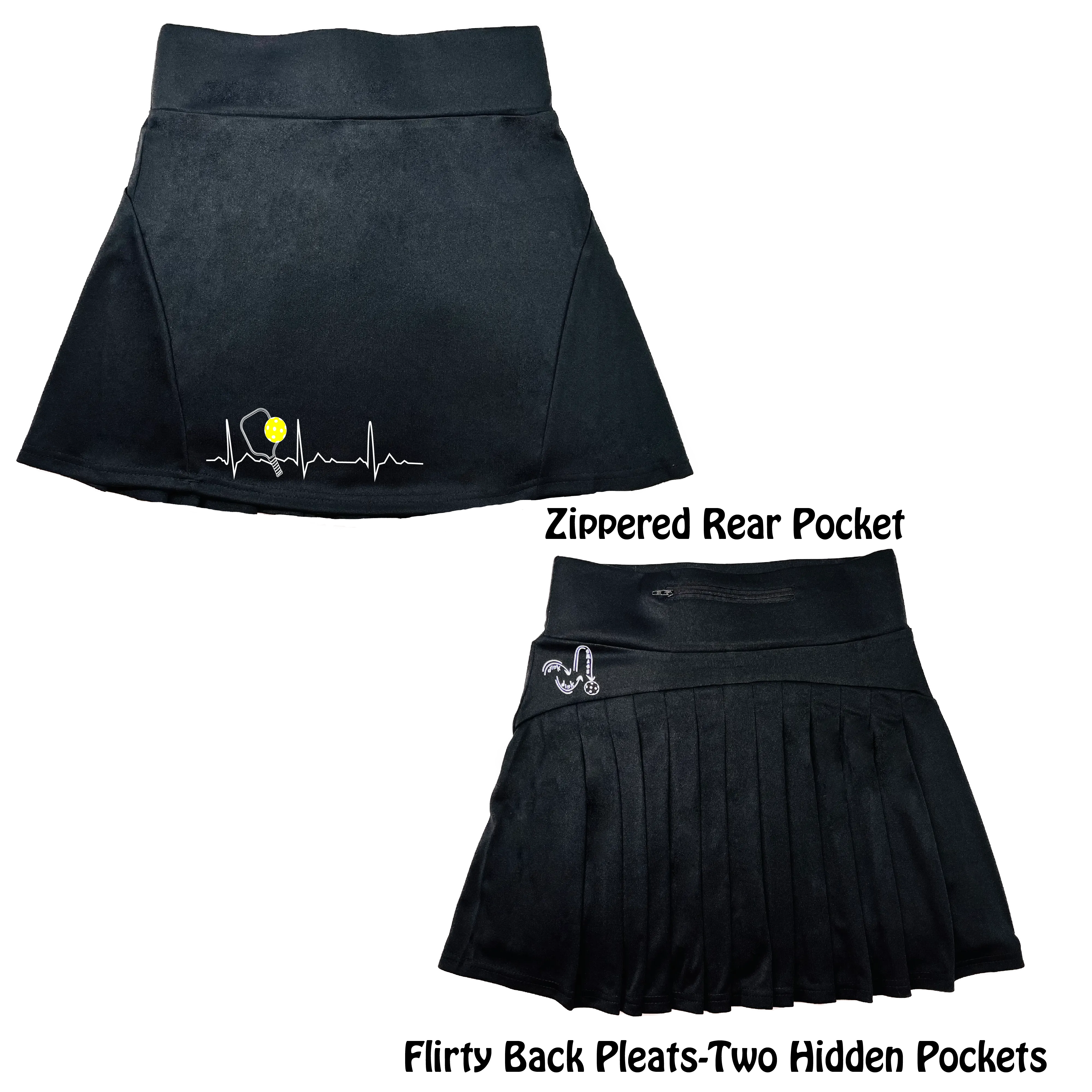 Pickleball Heartbeat EKG | Women's Flirty Pickleball Skort