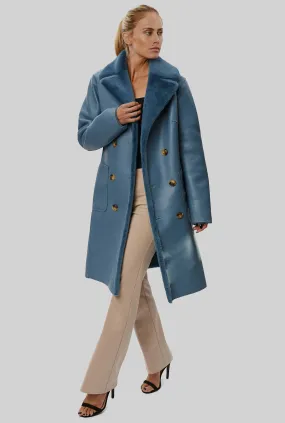 Reversible Faux Leather Coat Blue