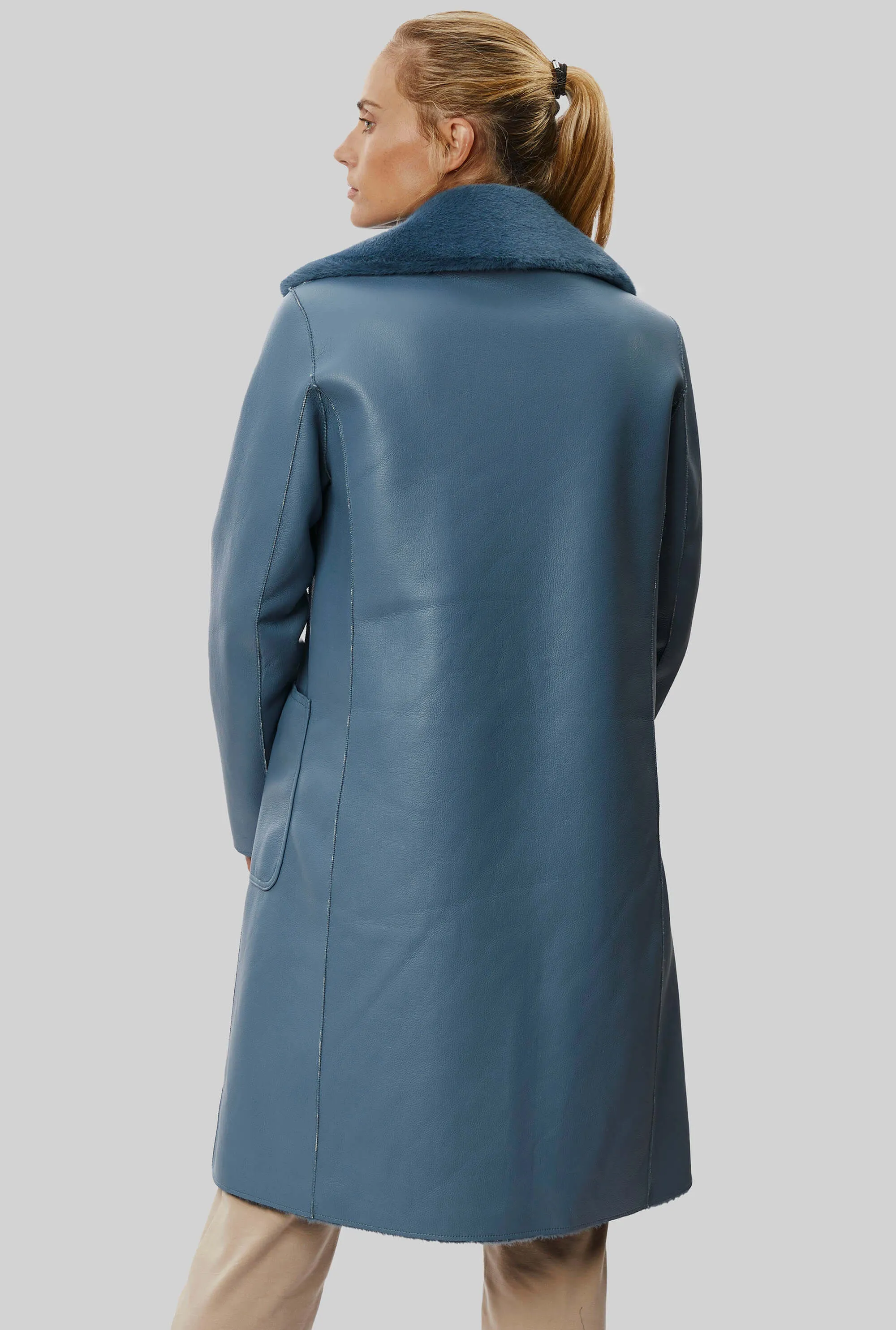 Reversible Faux Leather Coat Blue