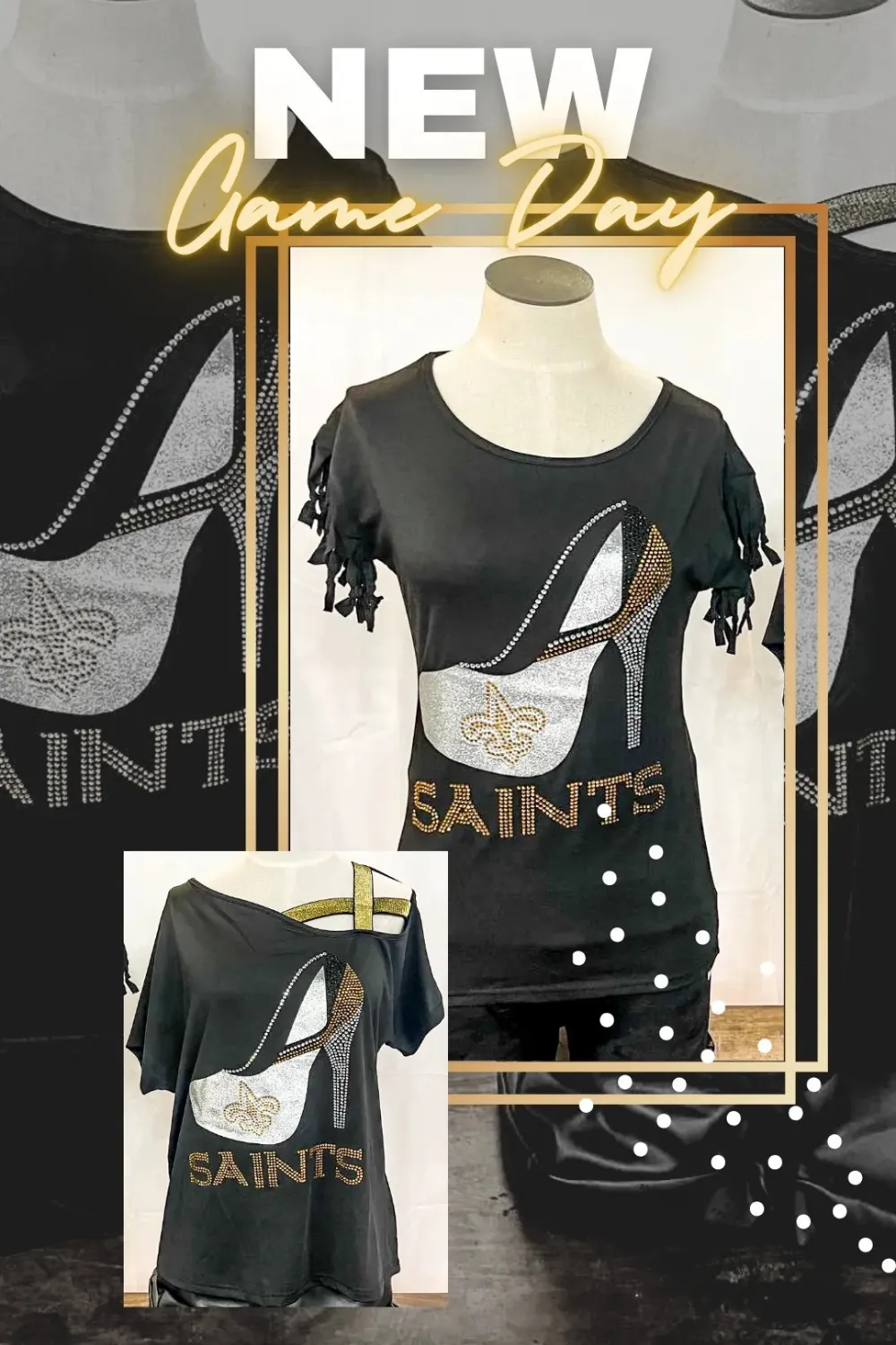 RHINESTONE HEEL FRINGE DETAIL TOP