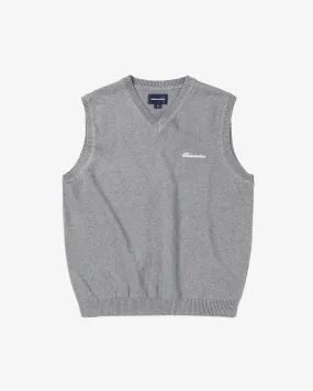 Script Logo Knit Vest Grey