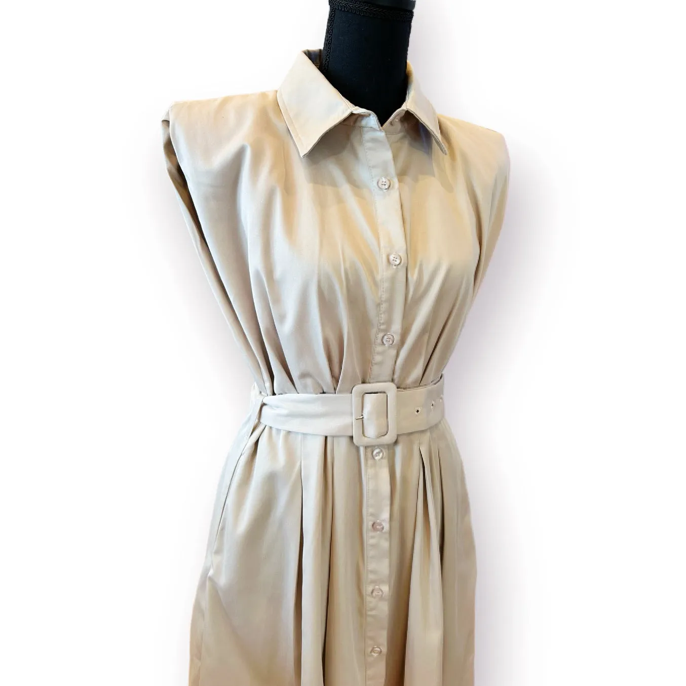 Solid Pleated Waist-Tie Dress ~ Final Sale