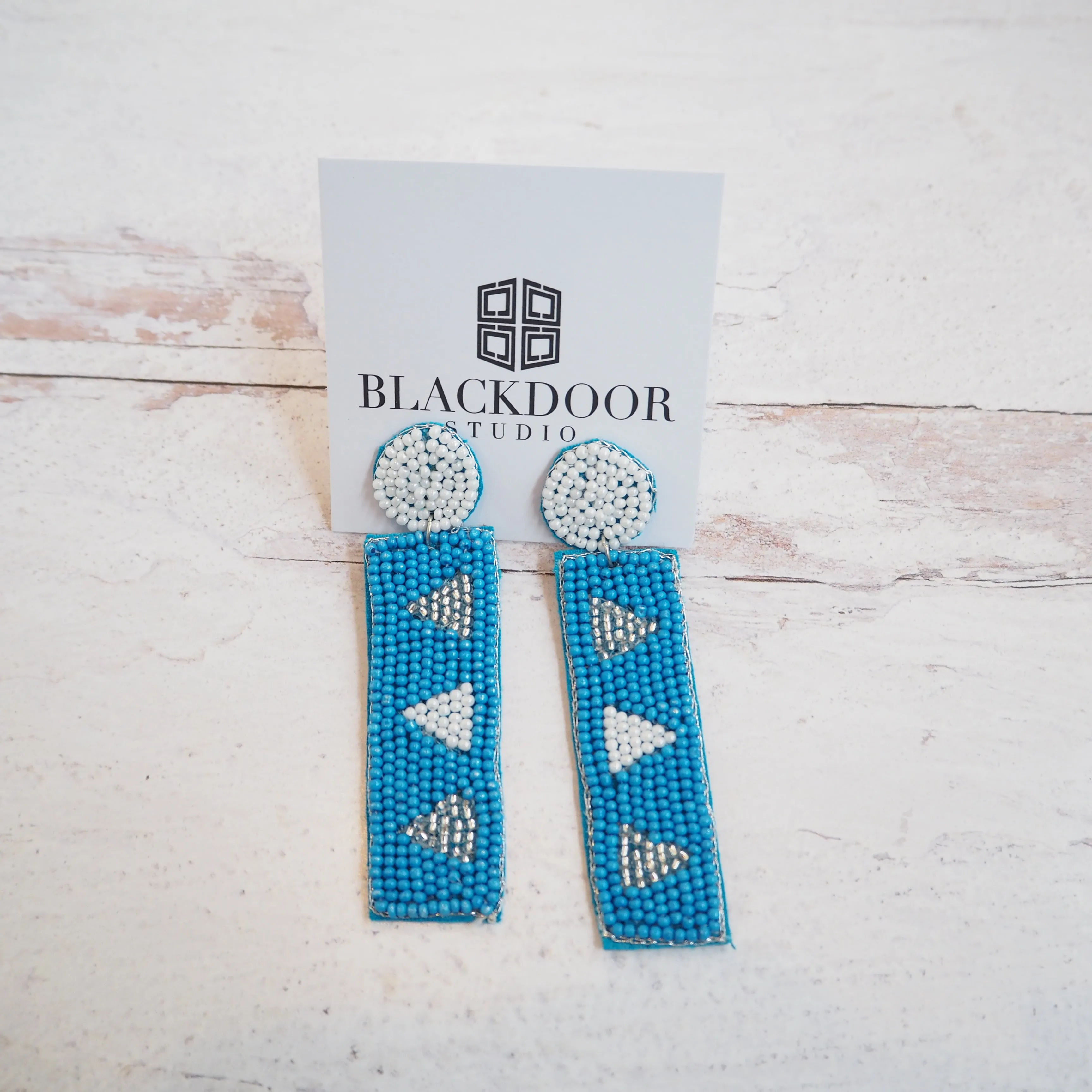 Tri Delt Beaded Earrings~Clearance