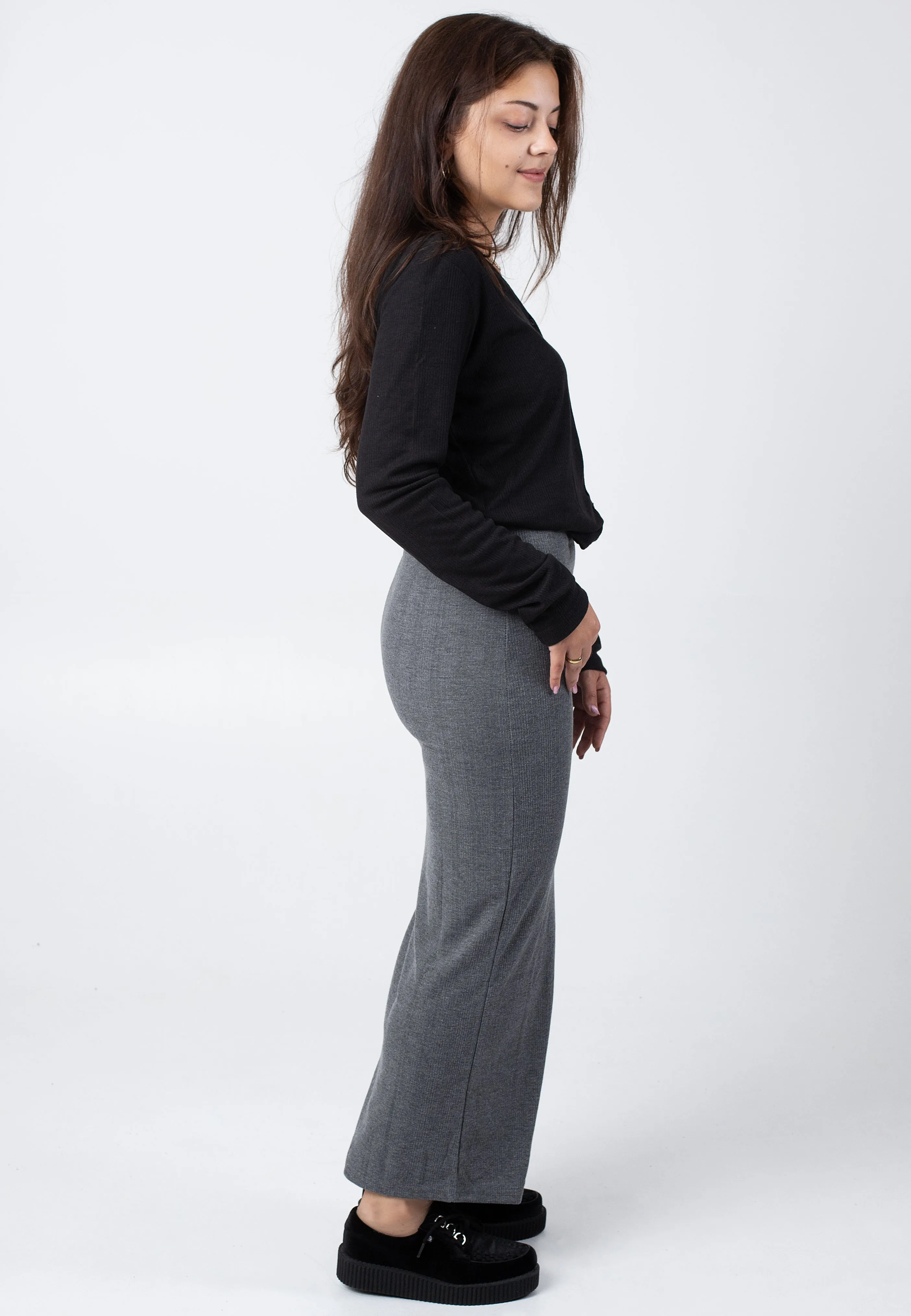 Urban Classics - Ladies Rib High Slit Darkgreymelange - Skirt