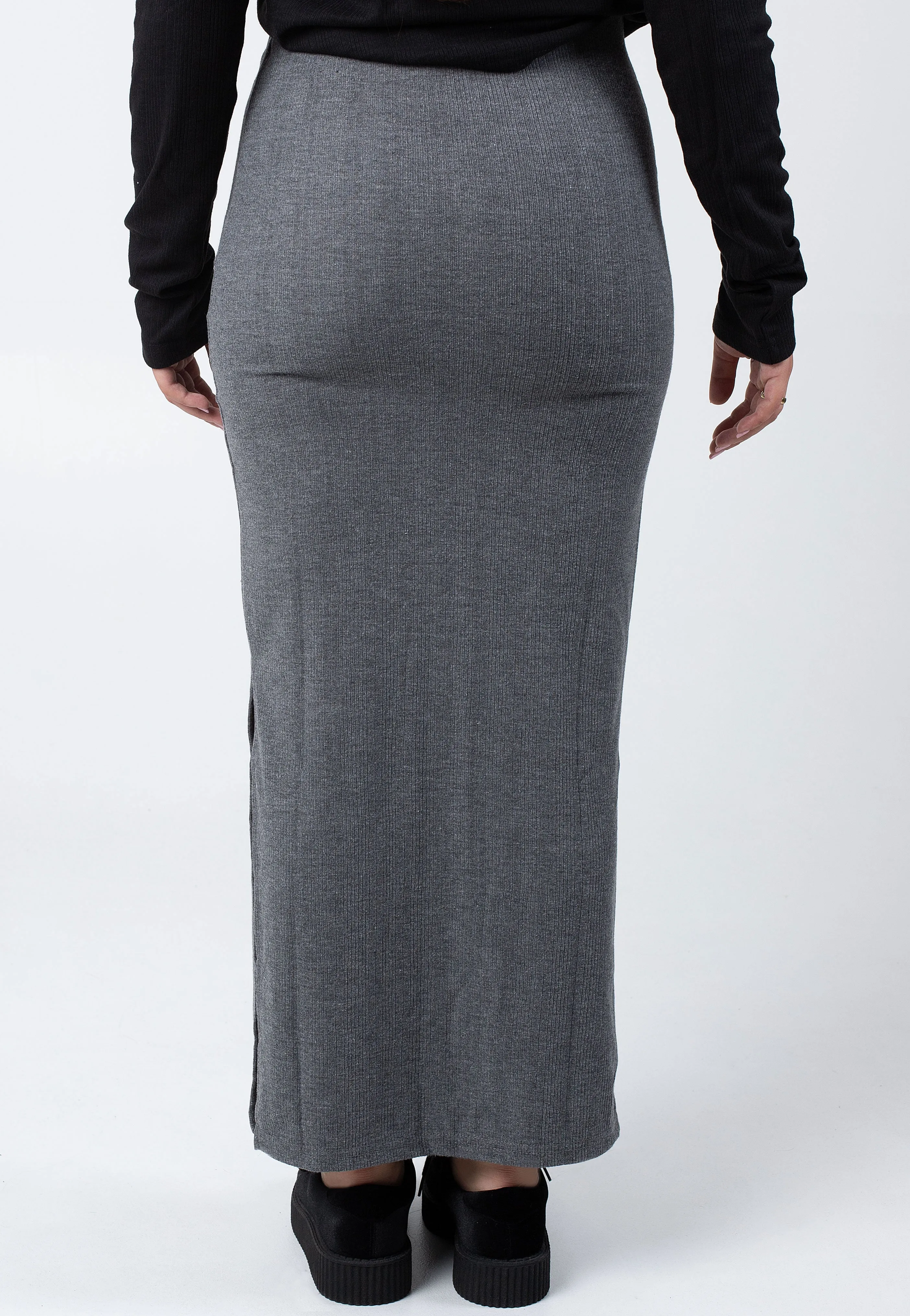 Urban Classics - Ladies Rib High Slit Darkgreymelange - Skirt
