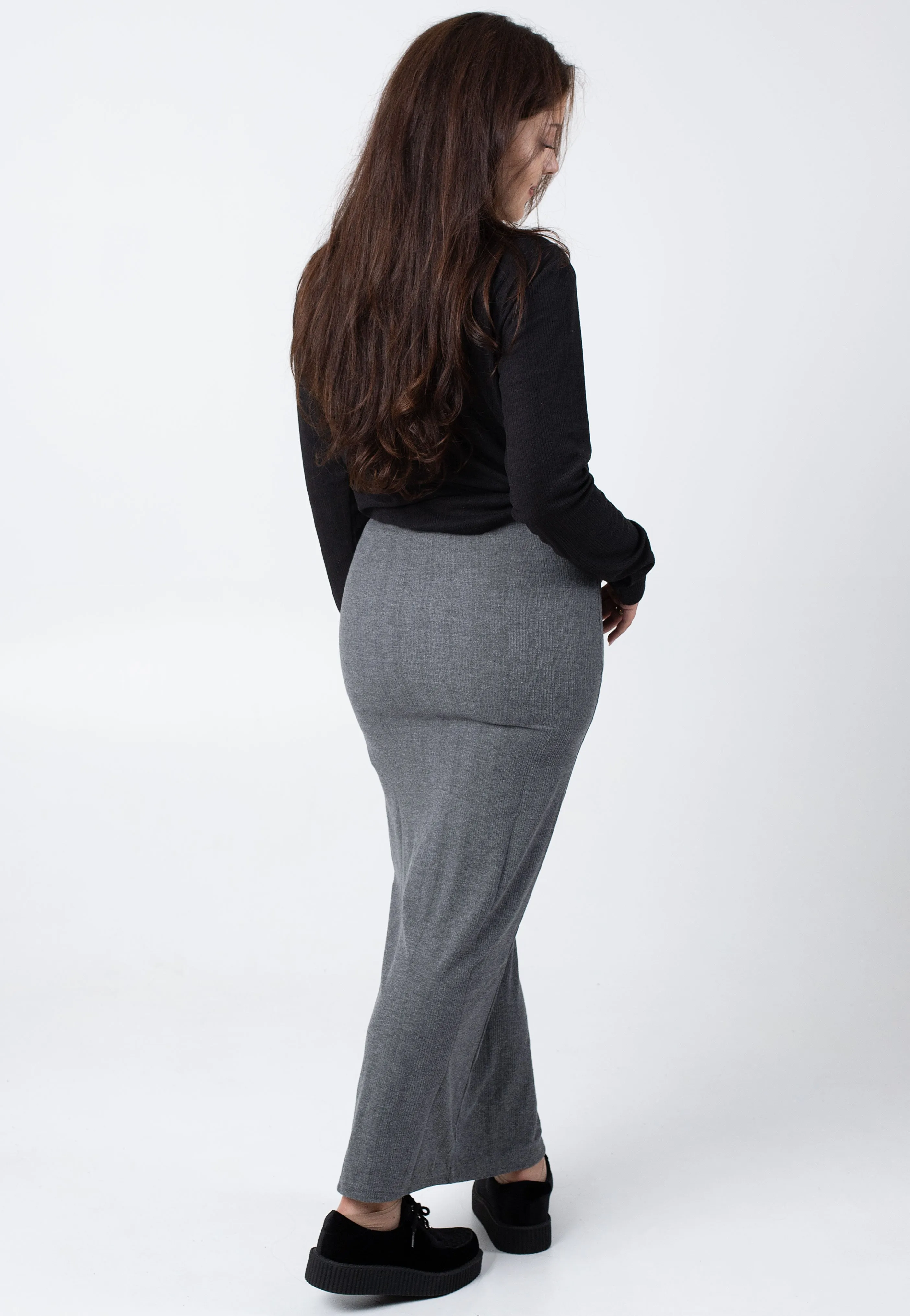 Urban Classics - Ladies Rib High Slit Darkgreymelange - Skirt