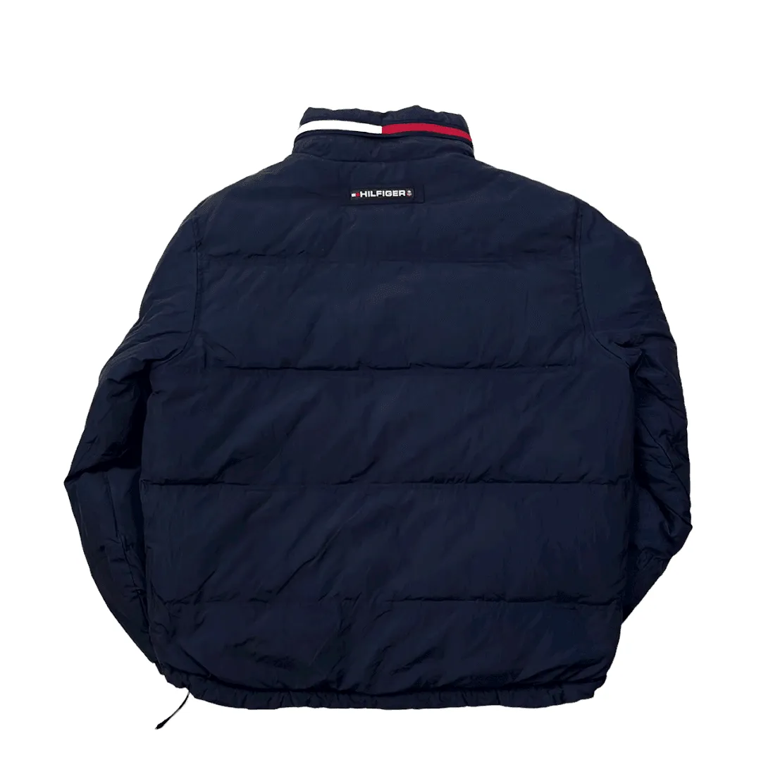 Vintage 90s Yellow   Navy Blue Tommy Hilfiger Reversible Puffer Coat/ Jacket - Large