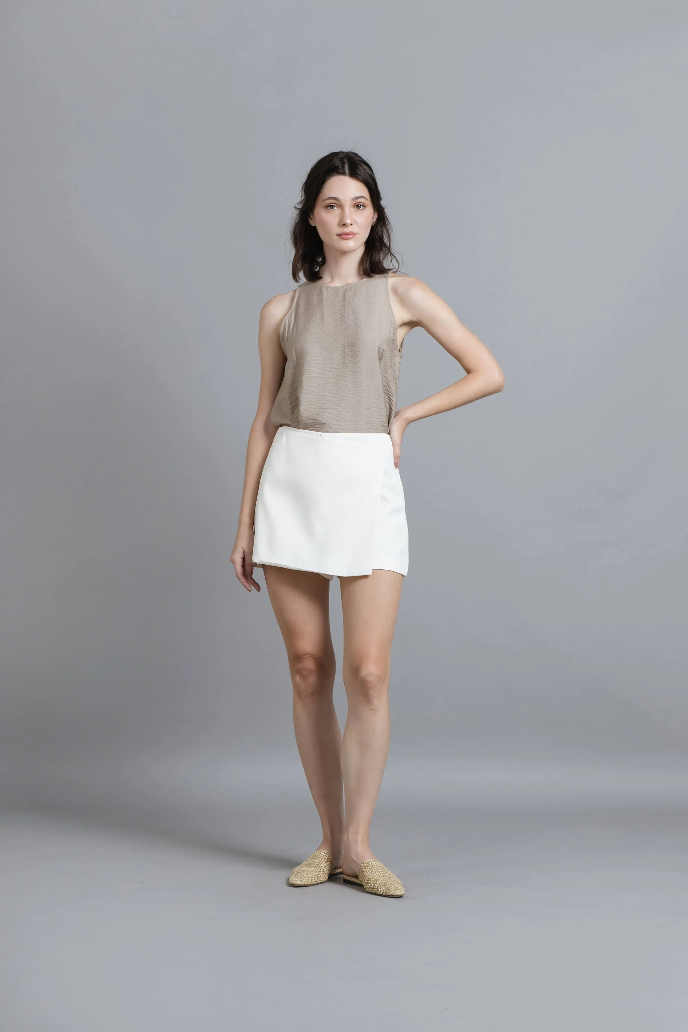 White Selena Skorts