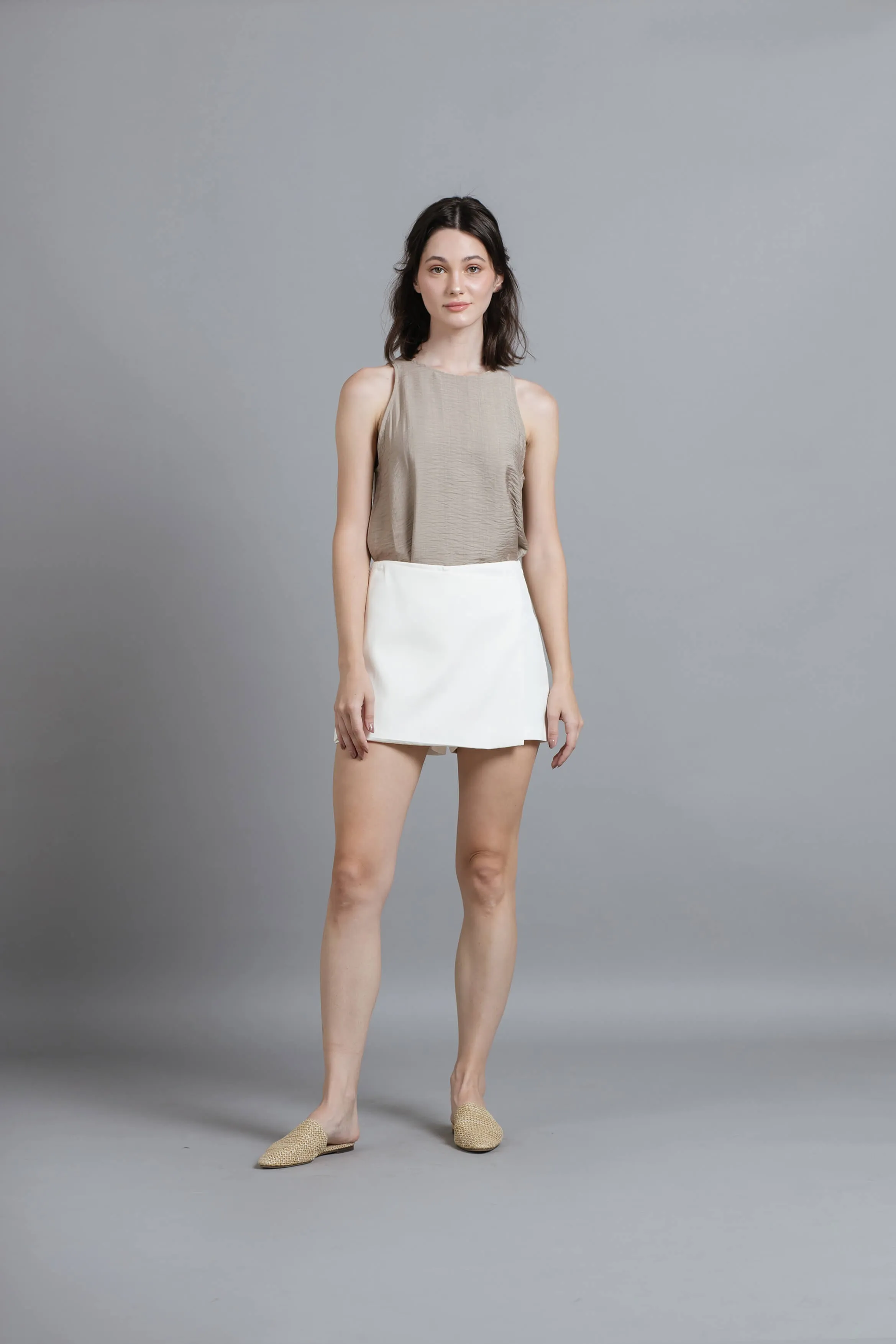 White Selena Skorts
