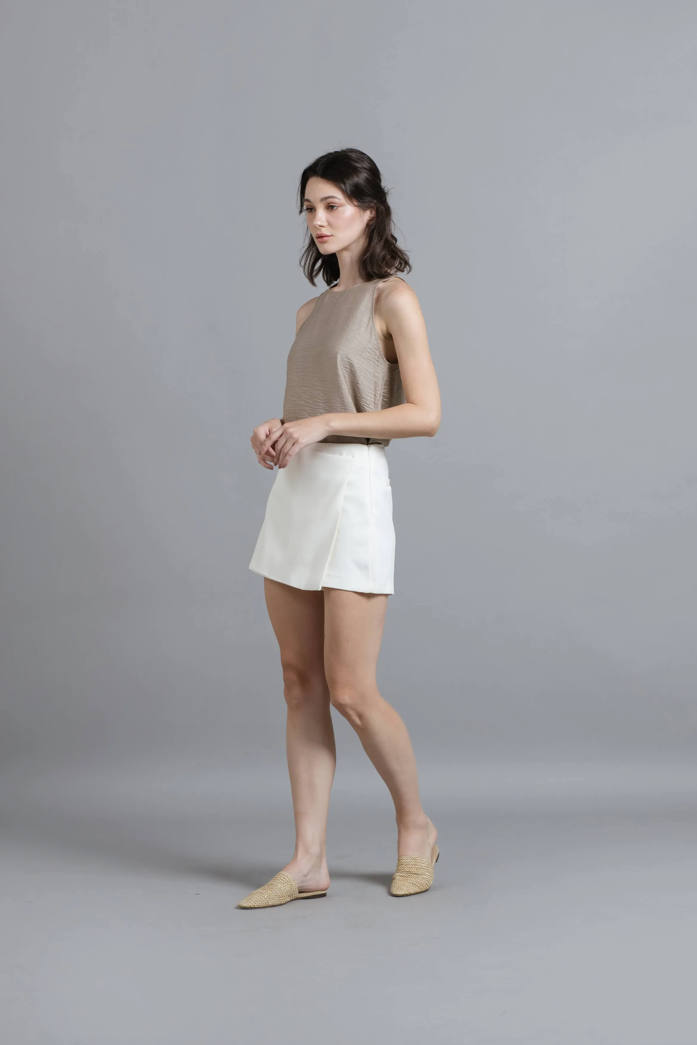 White Selena Skorts